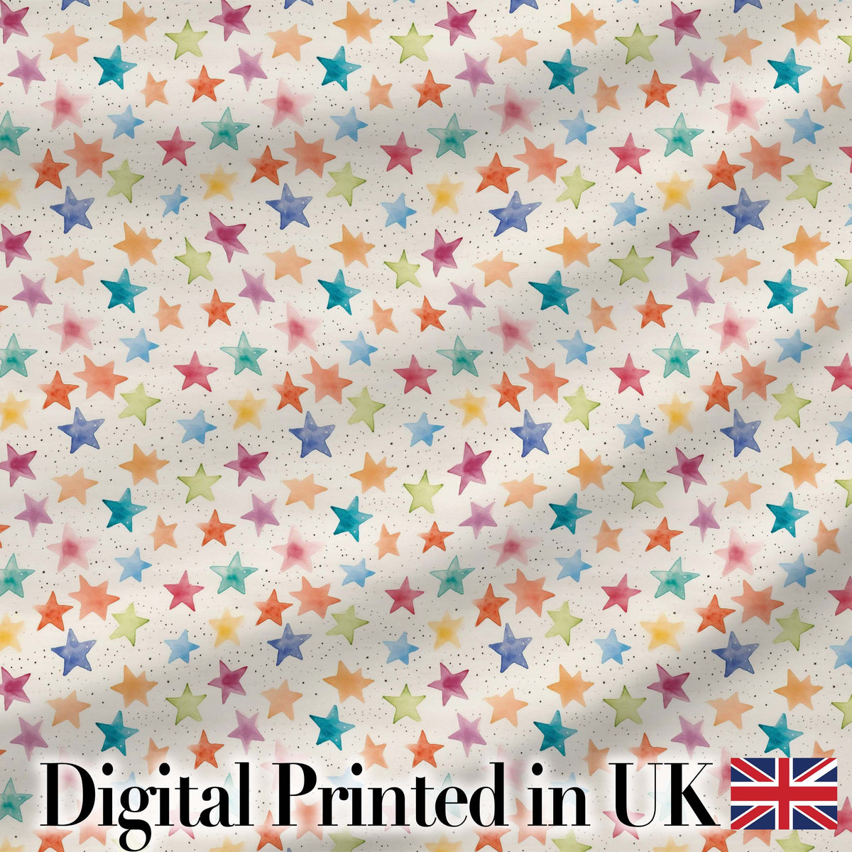 Colorful Watercolor Stars Soft Pastel Seamless Pattern Digital Print Fabric by the Metre UK Sewing Quilting Textile