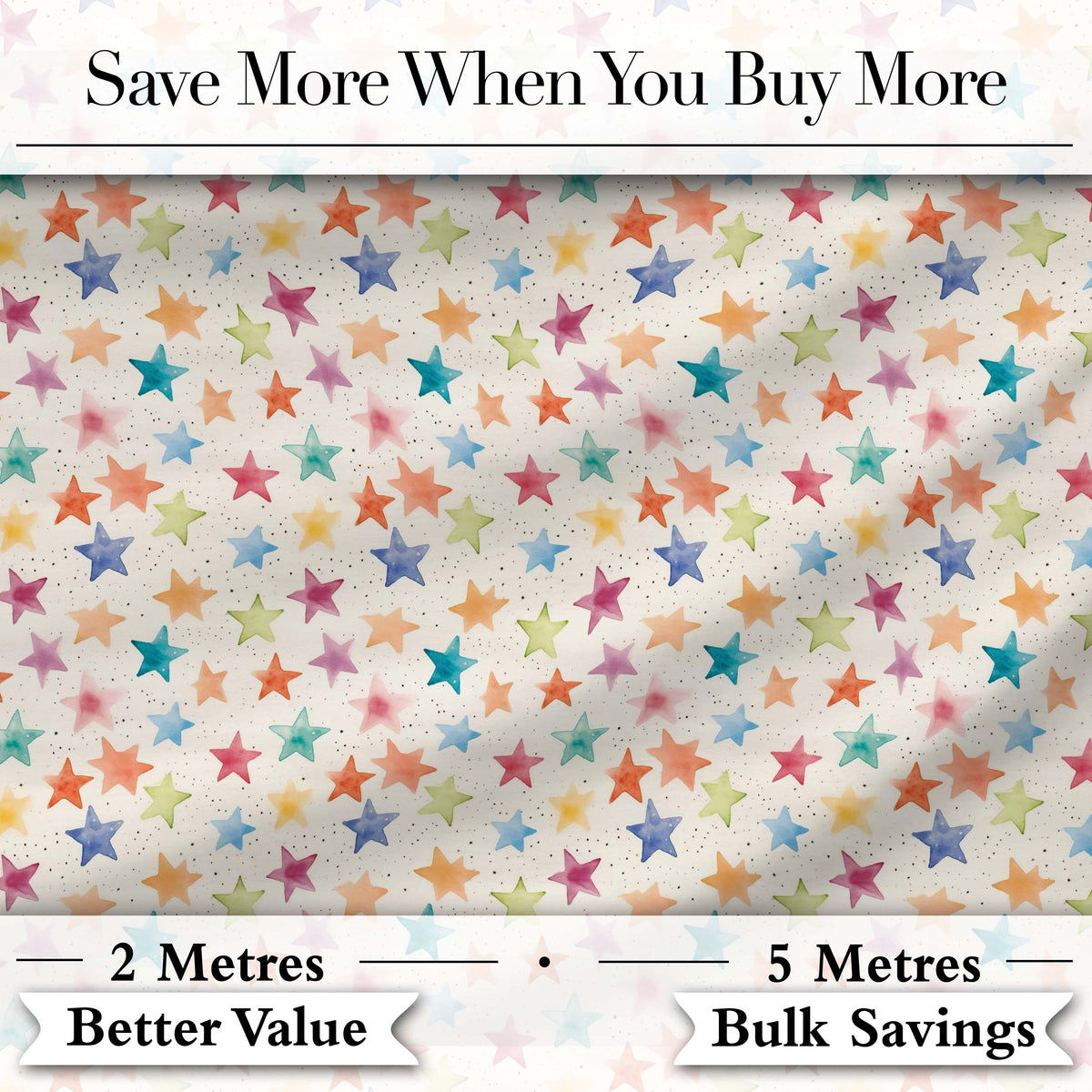 Colorful Watercolor Stars Soft Pastel Seamless Pattern Digital Print Fabric by the Metre UK Sewing Quilting Textile
