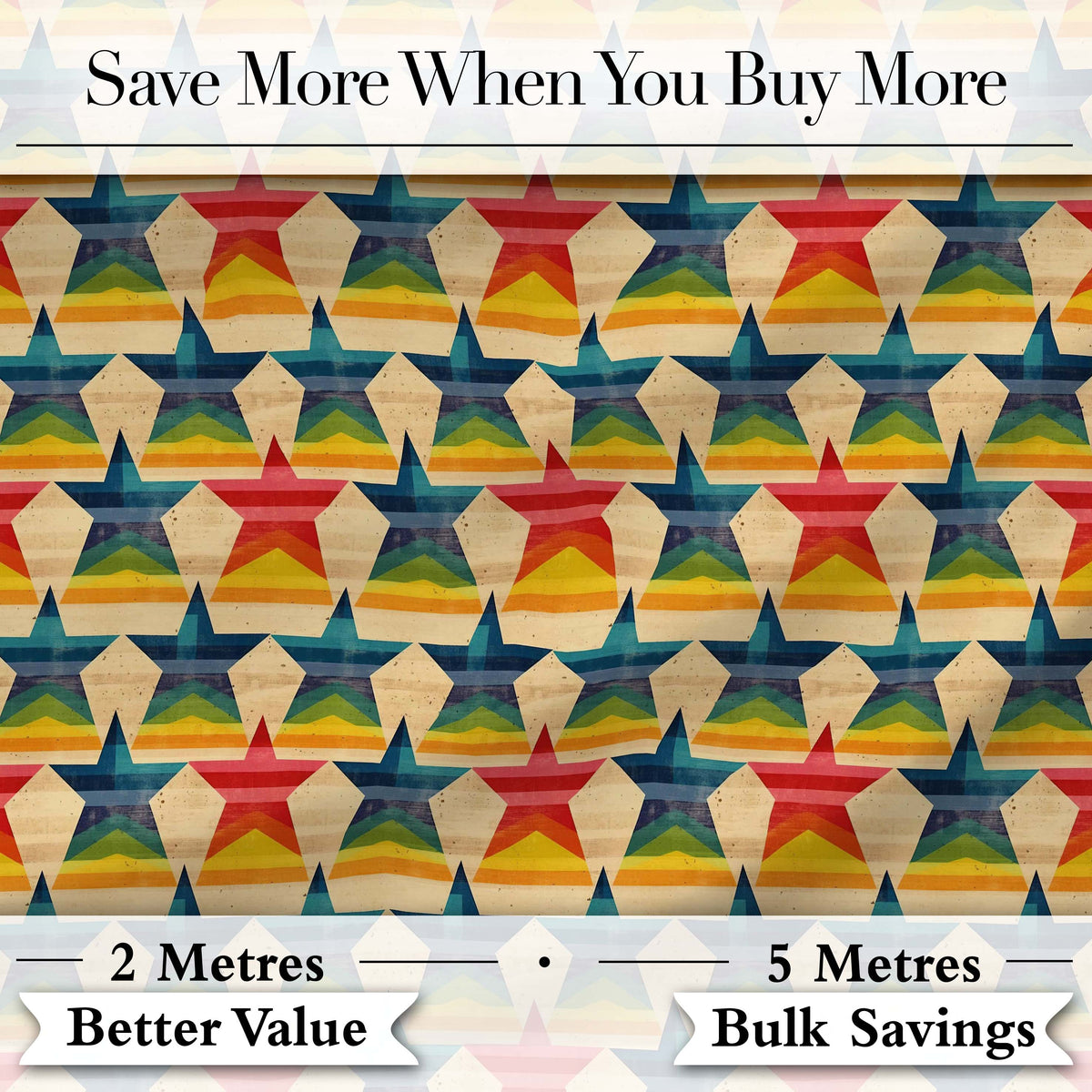 Rainbow Stars Stripes Seamless Pattern Digital Print Fabric by the Metre UK Sewing Quilting Textile