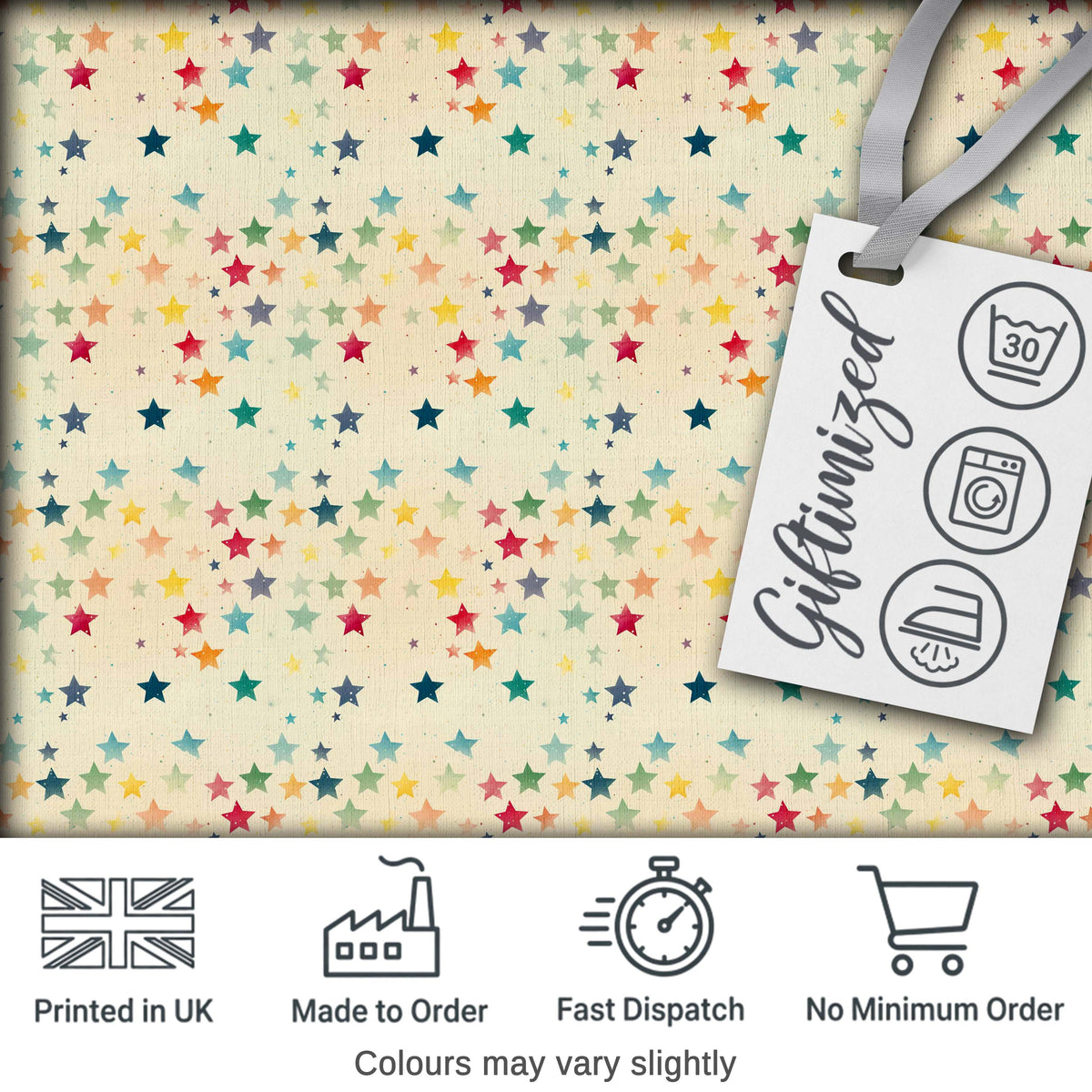 Soft Pastel Multicolor Stars Subtle Speckled Background Seamless Pattern Digital Print Fabric by the Metre UK Sewing Quilting Textile