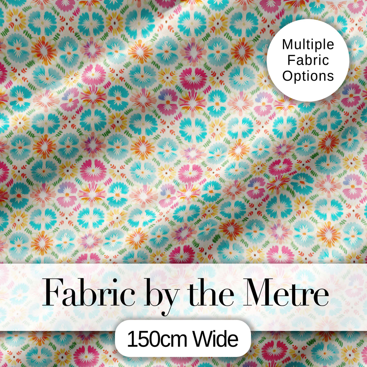 Delicate Pastel Floral Tile Garden Seamless Pattern Digital Print Fabric by the Metre UK Sewing Quilting Textile