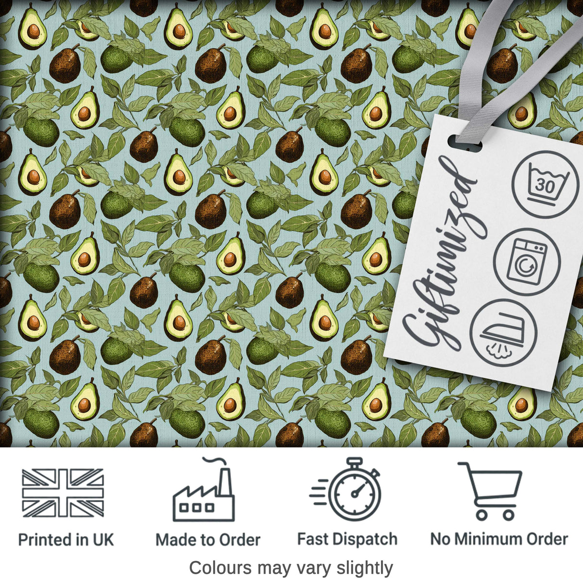 Vintage Avocado Botanical Illustration Leaves Fruit Seamless Pattern Digital Print Fabric by the Metre UK Sewing Quilting Textile
