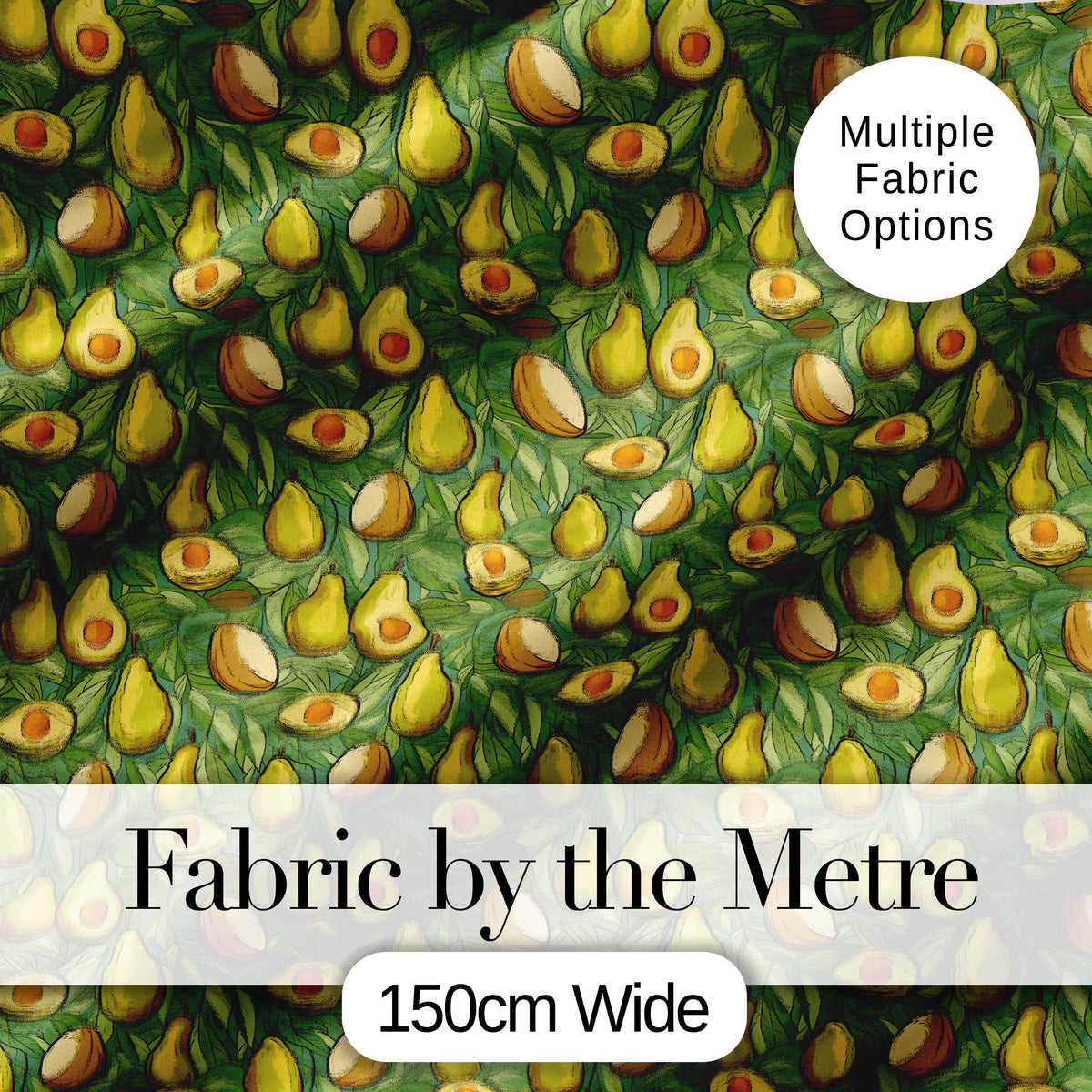 Botanical Avocado Garden Seamless Pattern Digital Print Fabric by the Metre UK Sewing Quilting Textile