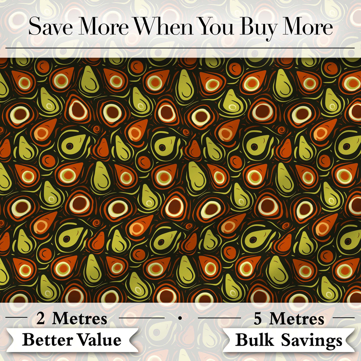 Avocado Abstract Mid Century Seamless Pattern Digital Print Fabric by the Metre UK Sewing Quilting Textile