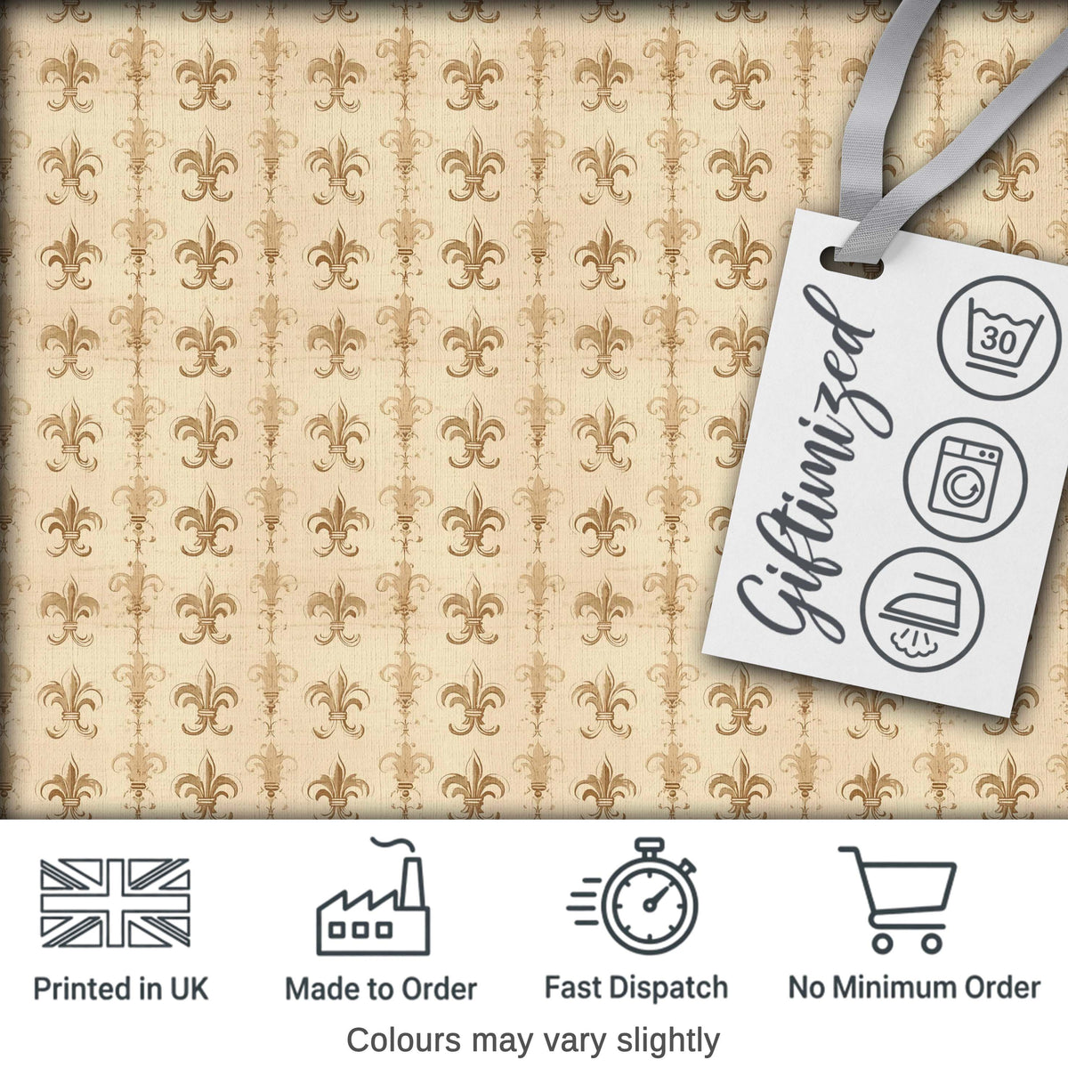 Vintage Fleur De Lis Damask Pattern Light Antique Background Seamless Digital Print Fabric by the Metre UK Sewing Quilting Textile
