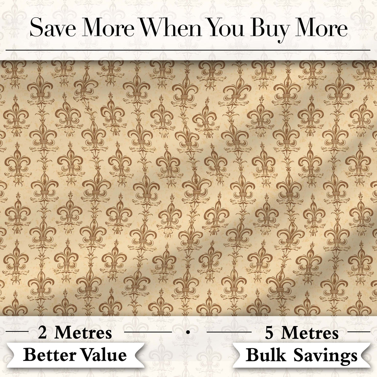 Vintage Fleur De Lis Damask Pattern Classic Cream Background Seamless Digital Print Fabric by the Metre UK Sewing Quilting Textile