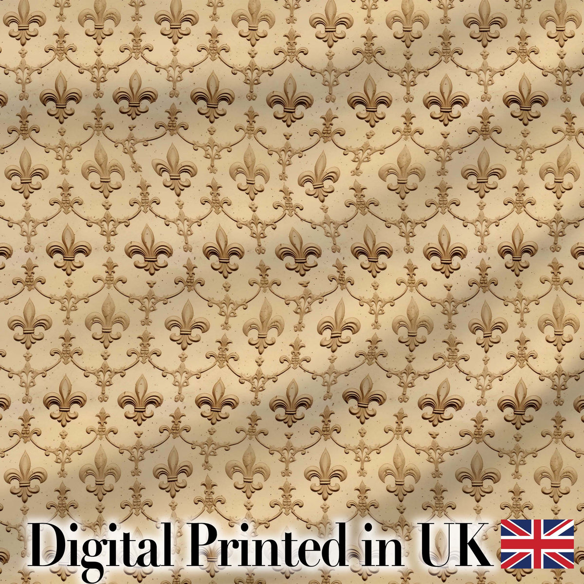 Classic Beige Fleur De Lis Scroll Detail Seamless Pattern Elegant Design Digital Print Fabric by the Metre UK Sewing Quilting Textile