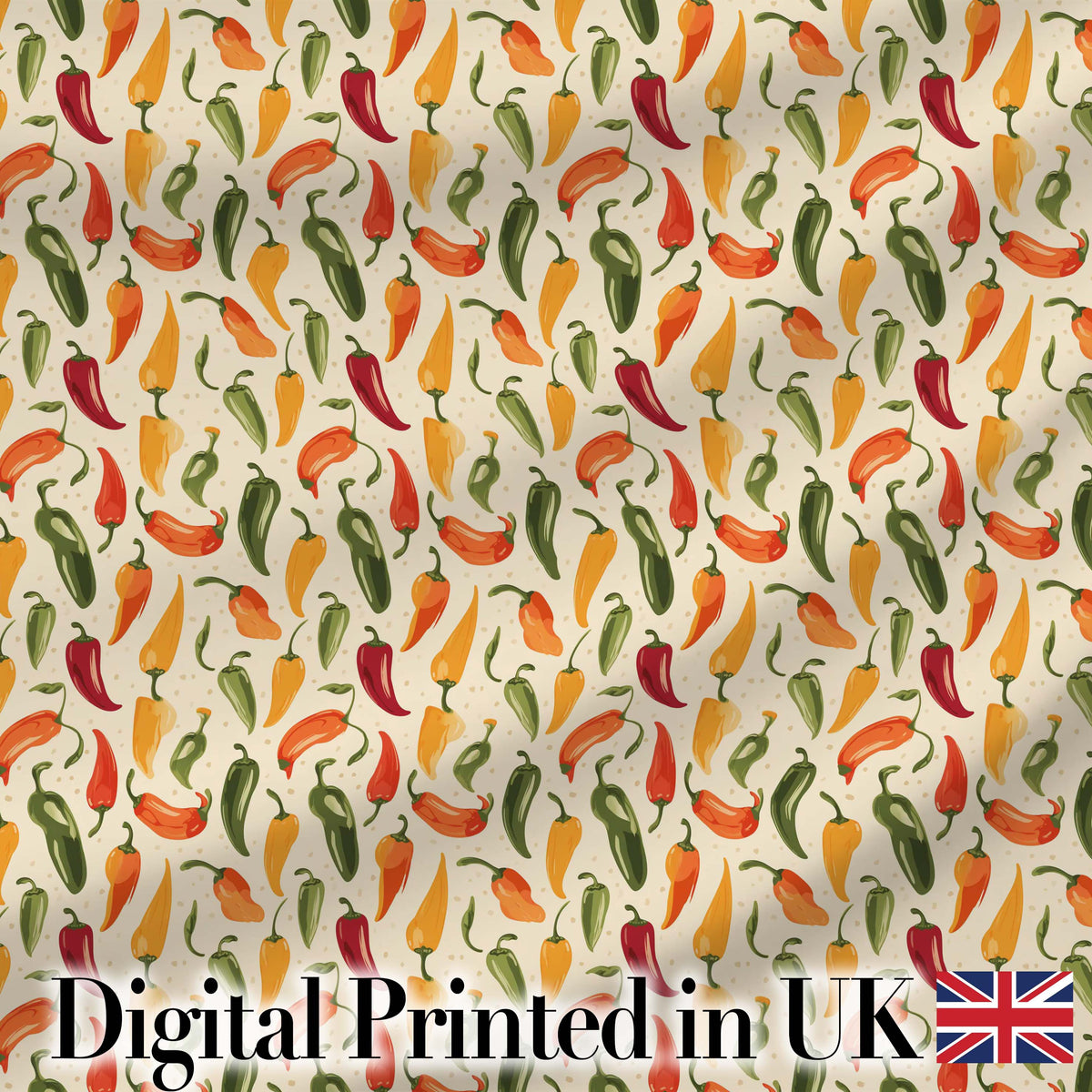 Colorful Chili Pepper Seamless Pattern Red Green Yellow Food Print Digital Print Fabric by the Metre UK Sewing Quilting Textile