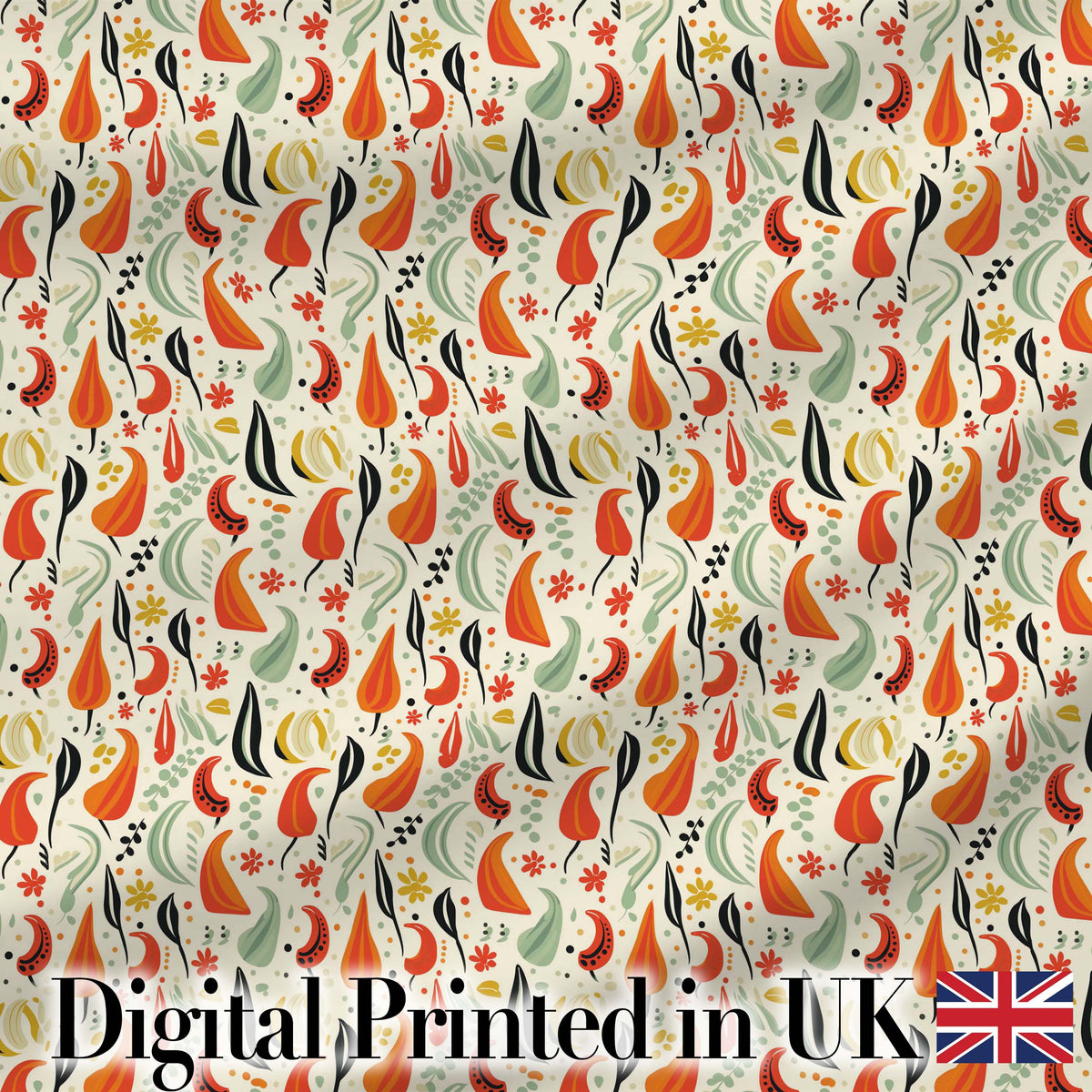 Minimalist Pepper Floral Seamless Pattern Soft Kitchen Style Digital Print Fabric by the Metre UK Sewing Quilting Textile