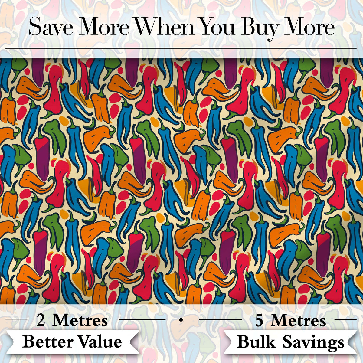 Bright Abstract Multicolor Pepper Seamless Pattern Modern Artistic Food Print Digital Print Fabric by the Metre UK Sewing Quilting Textile