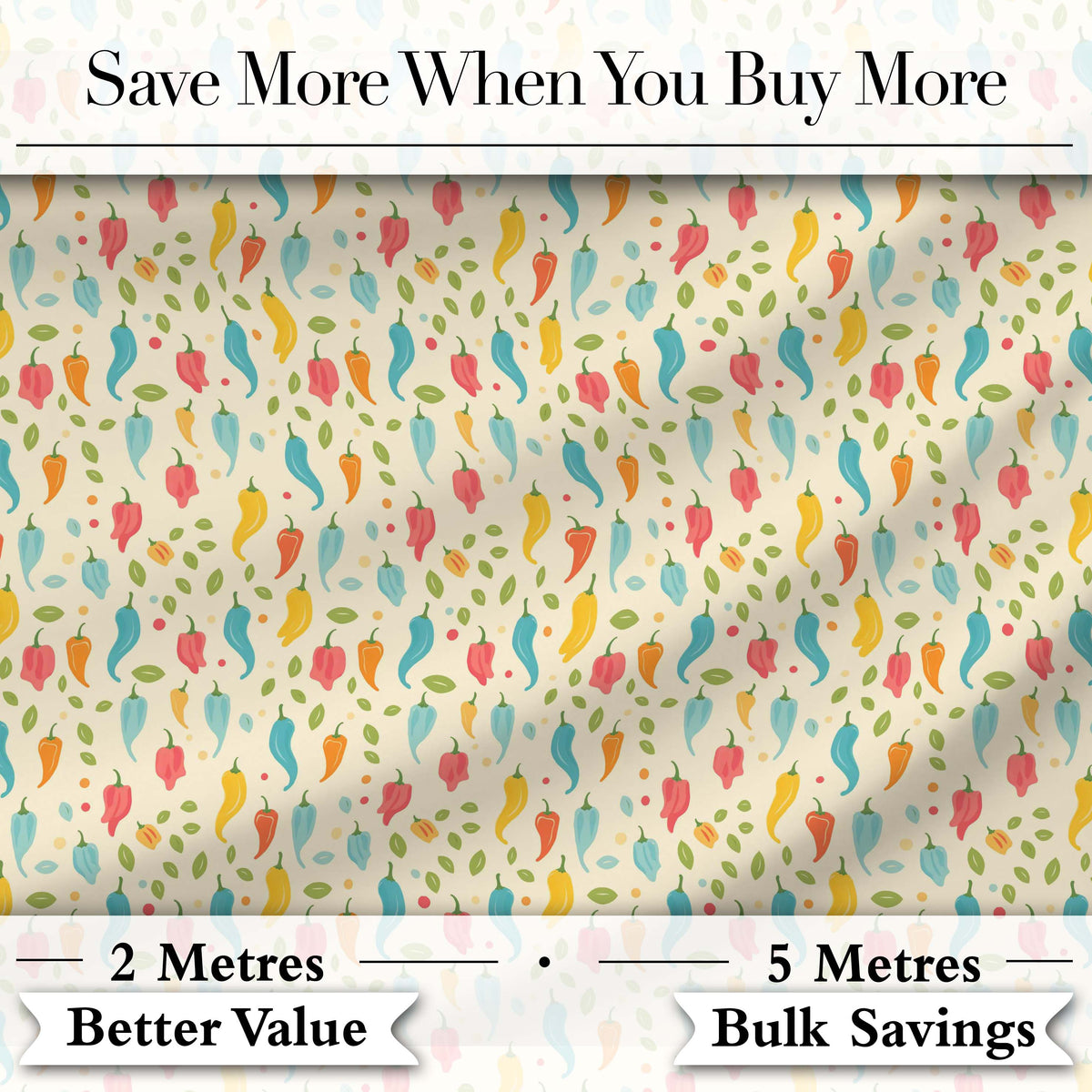 Pastel Colorful Pepper Seamless Pattern Cute Minimal Kitchen Design Digital Print Fabric by the Metre UK Sewing Quilting Textile