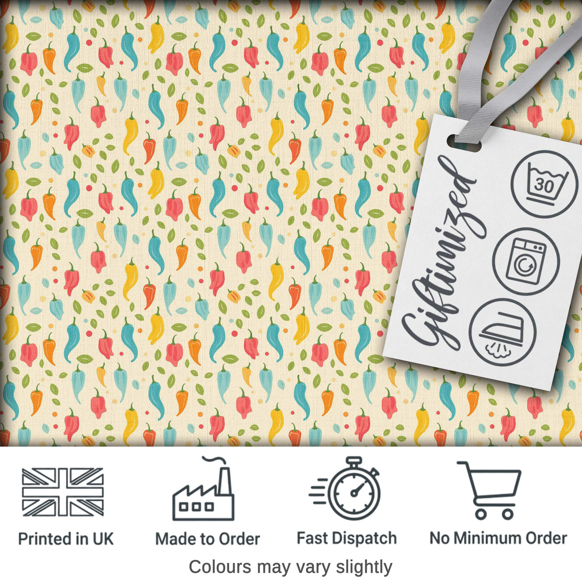 Pastel Colorful Pepper Seamless Pattern Cute Minimal Kitchen Design Digital Print Fabric by the Metre UK Sewing Quilting Textile