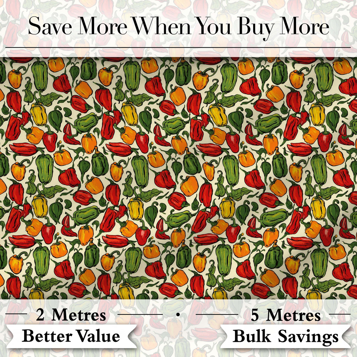 Hand Drawn Mixed Bell Pepper Seamless Pattern Red Green Yellow Vegetable Print Digital Print Fabric by the Metre UK Sewing Quilting Textile