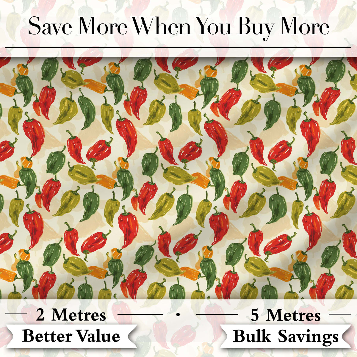 Painterly Chili Pepper Tossed Seamless Pattern Background v Digital Print Fabric by the Metre UK Sewing Quilting Textile