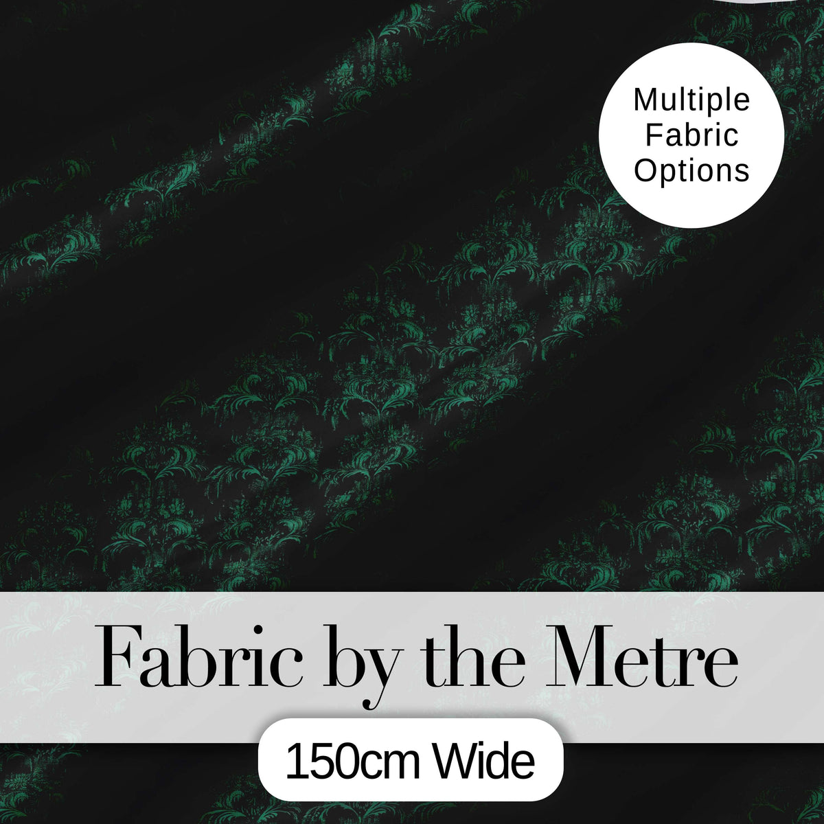 Dark Botanical Damask Seamless Pattern Elegant Vintage Style Digital Print Fabric by the Metre UK Sewing Quilting Textile