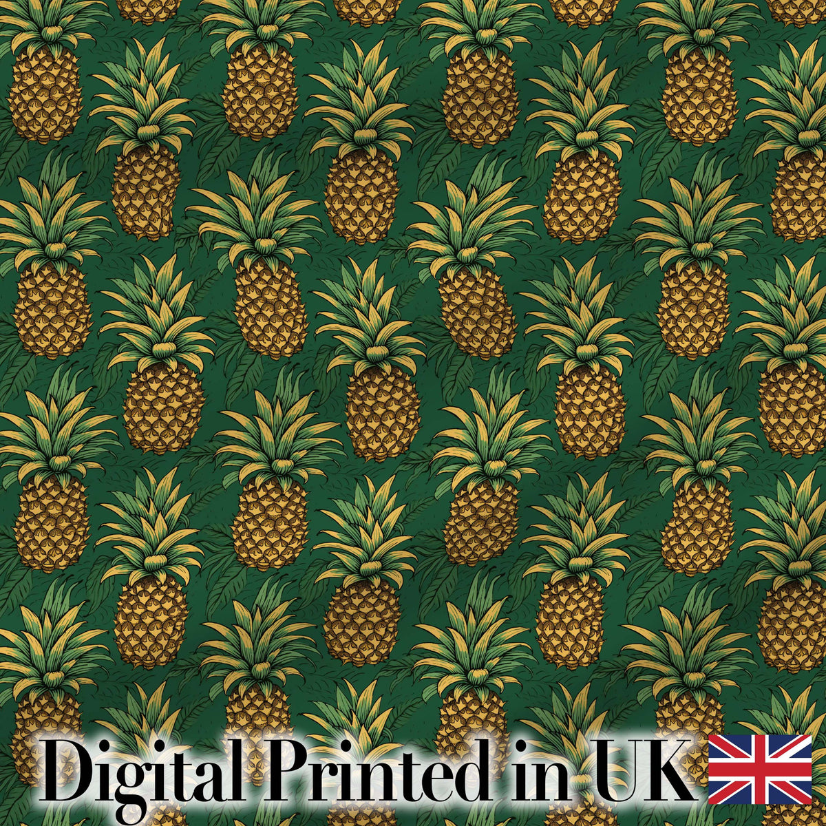 Classic Pineapple Botanical Seamless Pattern Dark Green Tropical Design Digital Print Fabric by the Metre UK Sewing Quilting Textile
