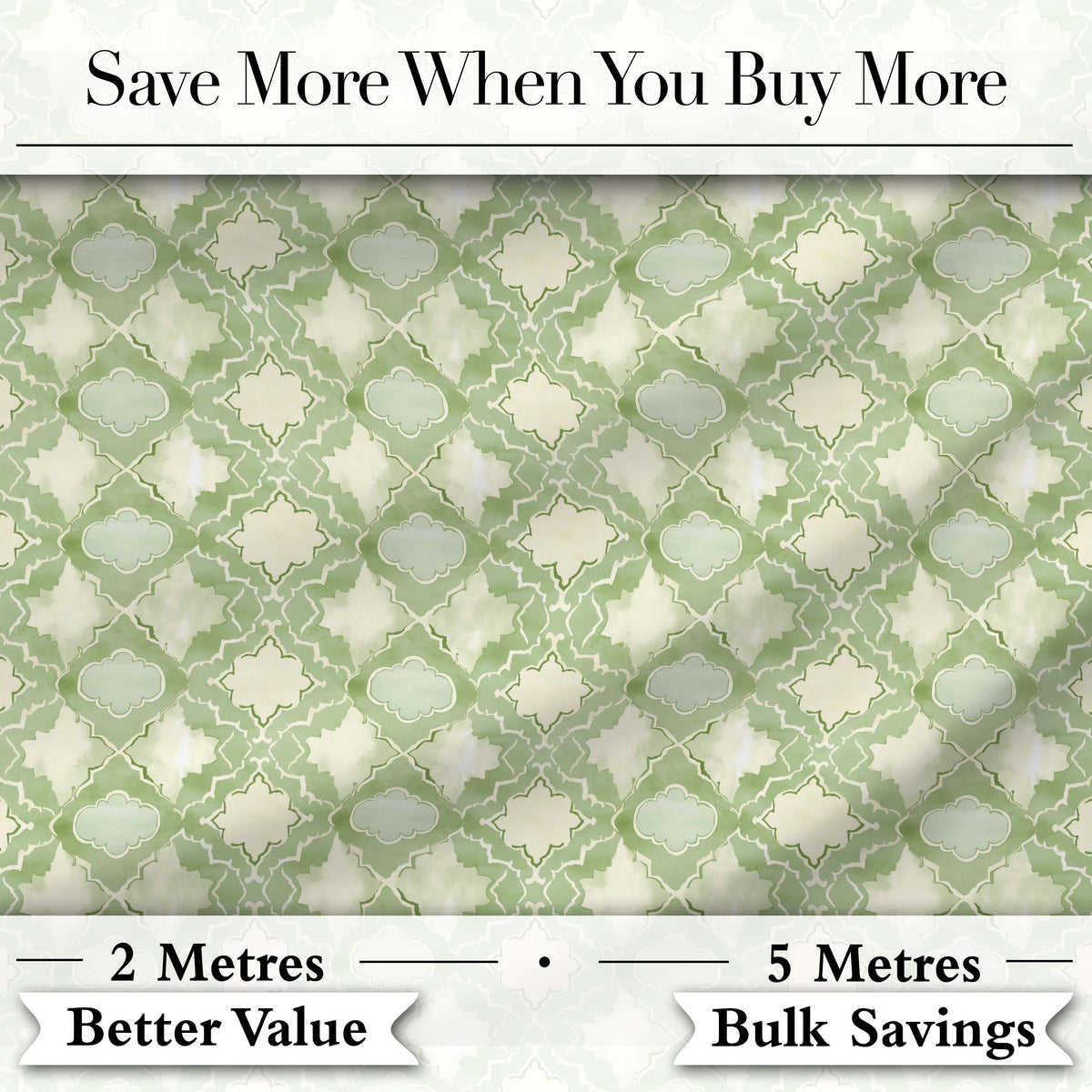 Geometric Green Moroccan Tile Seamless Pattern Vintage Style Digital Print Fabric by the Metre UK Sewing Quilting Textile