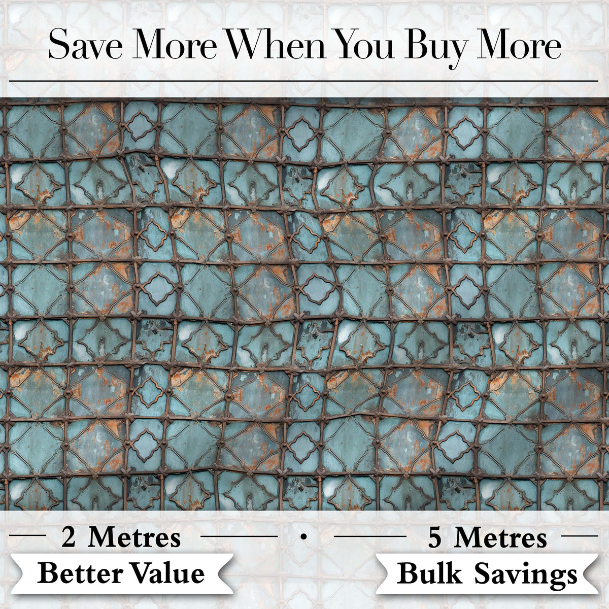 Vintage Blue Tile Metal Grid Seamless Pattern Distressed Industrial Texture Digital Print Fabric by the Metre UK Sewing Quilting Textile