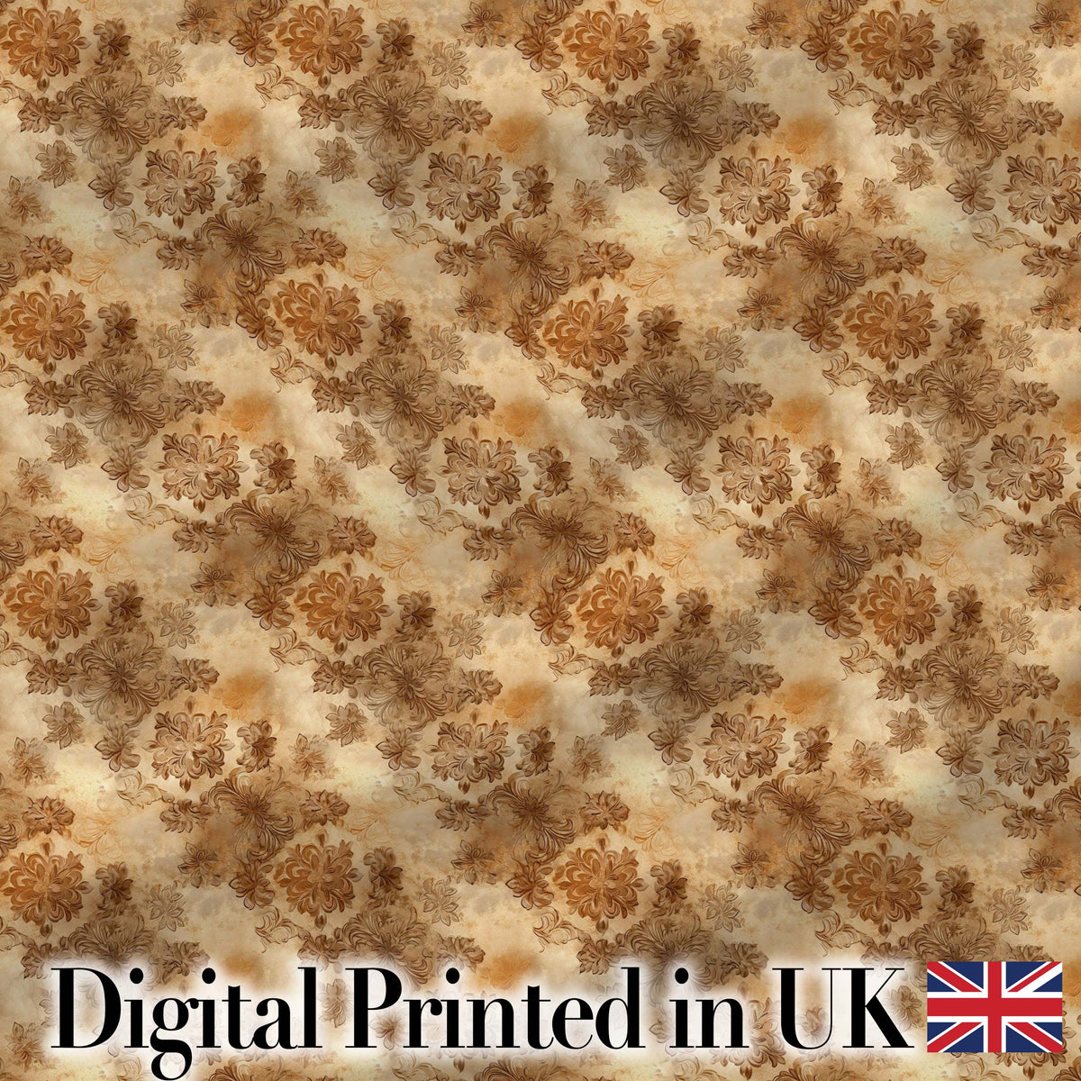 Warm Brown Vintage Floral Seamless Pattern Classic Botanical Texture Design Digital Print Fabric by the Metre UK Sewing Quilting Textile