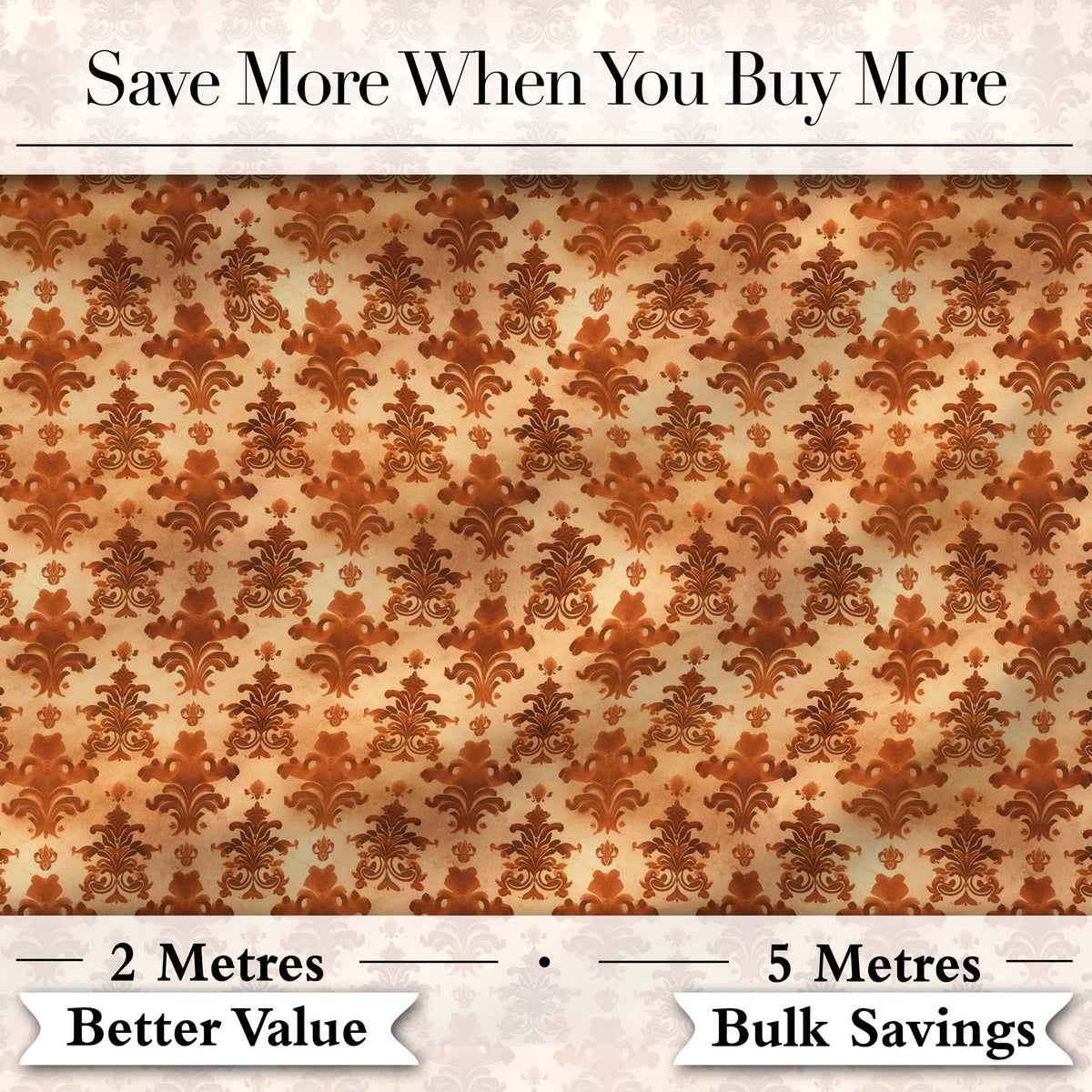 Rust Orange Damask Seamless Pattern Classic Ornamental Vintage Design Digital Print Fabric by the Metre UK Sewing Quilting Textile