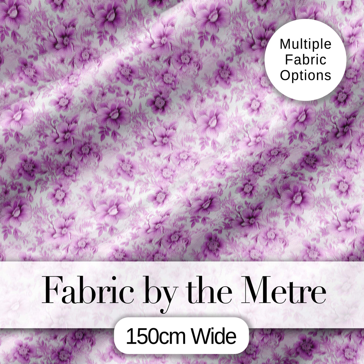 Purple Floral Garden Seamless Pattern Delicate Botanical Blossom Design Digital Print Fabric by the Metre UK Sewing Quilting Textile
