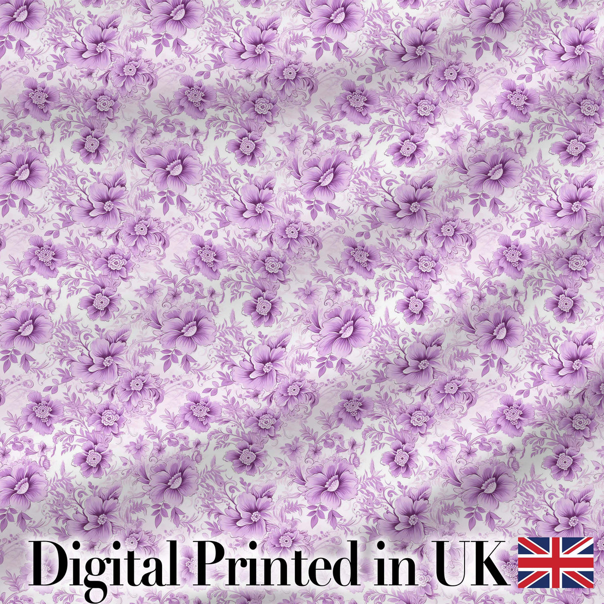 Purple Floral Garden Seamless Pattern Delicate Botanical Blossom Design Digital Print Fabric by the Metre UK Sewing Quilting Textile