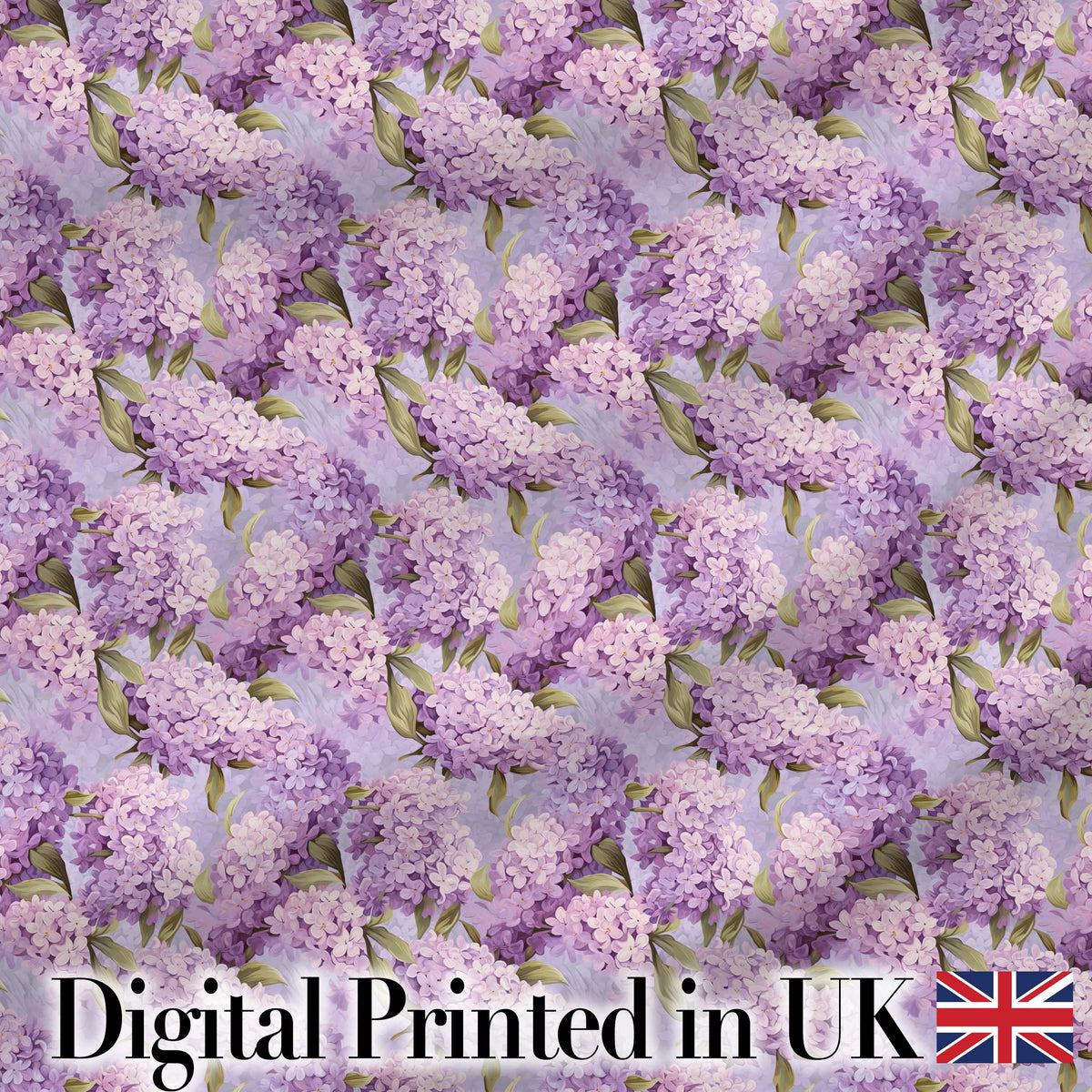 Lilac Hydrangea Floral Seamless Pattern Soft Romantic Botanical Design Digital Print Fabric by the Metre UK Sewing Quilting Textile