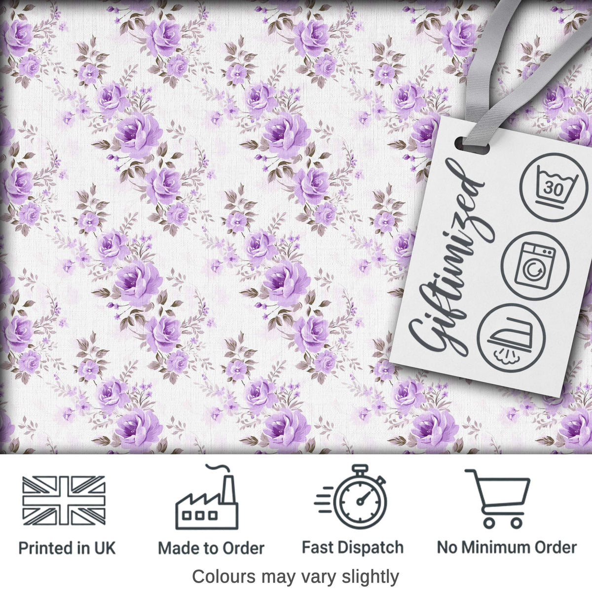 Pastel Purple Rose Floral Seamless Pattern Delicate Vintage Botanical Design Digital Print Fabric by the Metre UK Sewing Quilting Textile