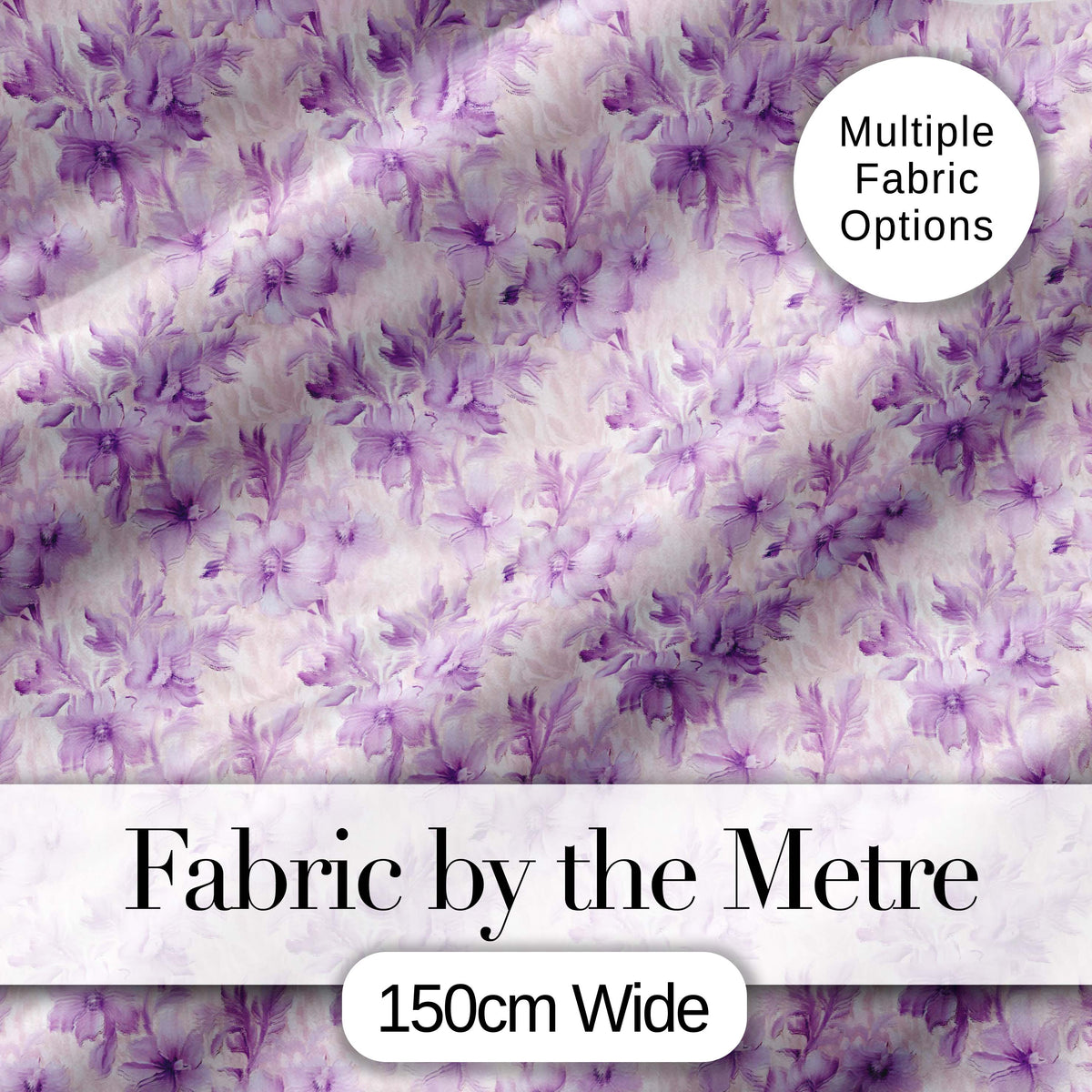 Lavender Floral Blossom Seamless Pattern Elegant Watercolor Botanical Design Digital Print Fabric by the Metre UK Sewing Quilting Textile