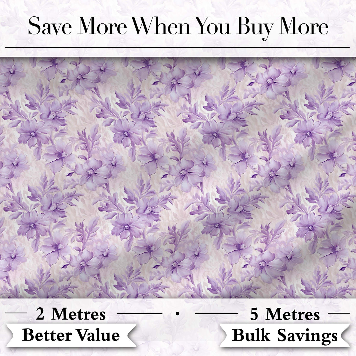 Lavender Floral Blossom Seamless Pattern Elegant Watercolor Botanical Design Digital Print Fabric by the Metre UK Sewing Quilting Textile