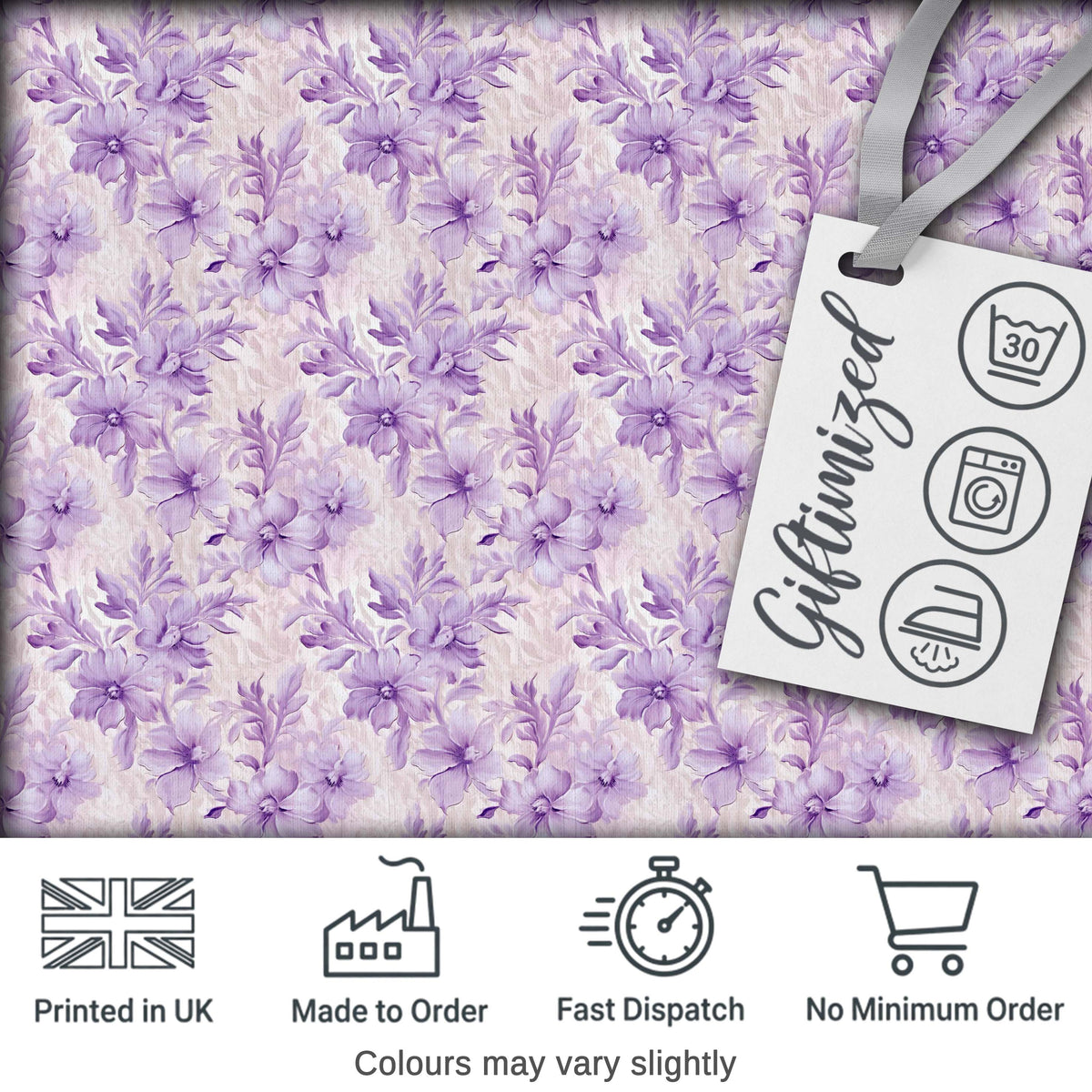 Lavender Floral Blossom Seamless Pattern Elegant Watercolor Botanical Design Digital Print Fabric by the Metre UK Sewing Quilting Textile