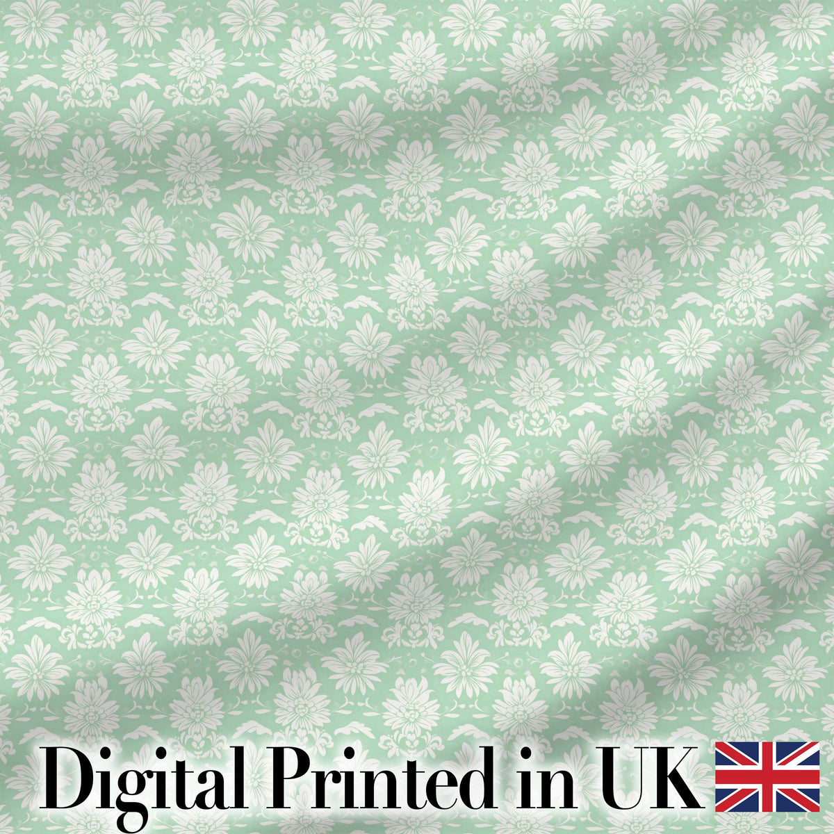 Mint Damask Floral Seamless Pattern Elegant Vintage Ornamental Botanical Design Digital Print Fabric by the Metre UK Sewing Quilting Textile