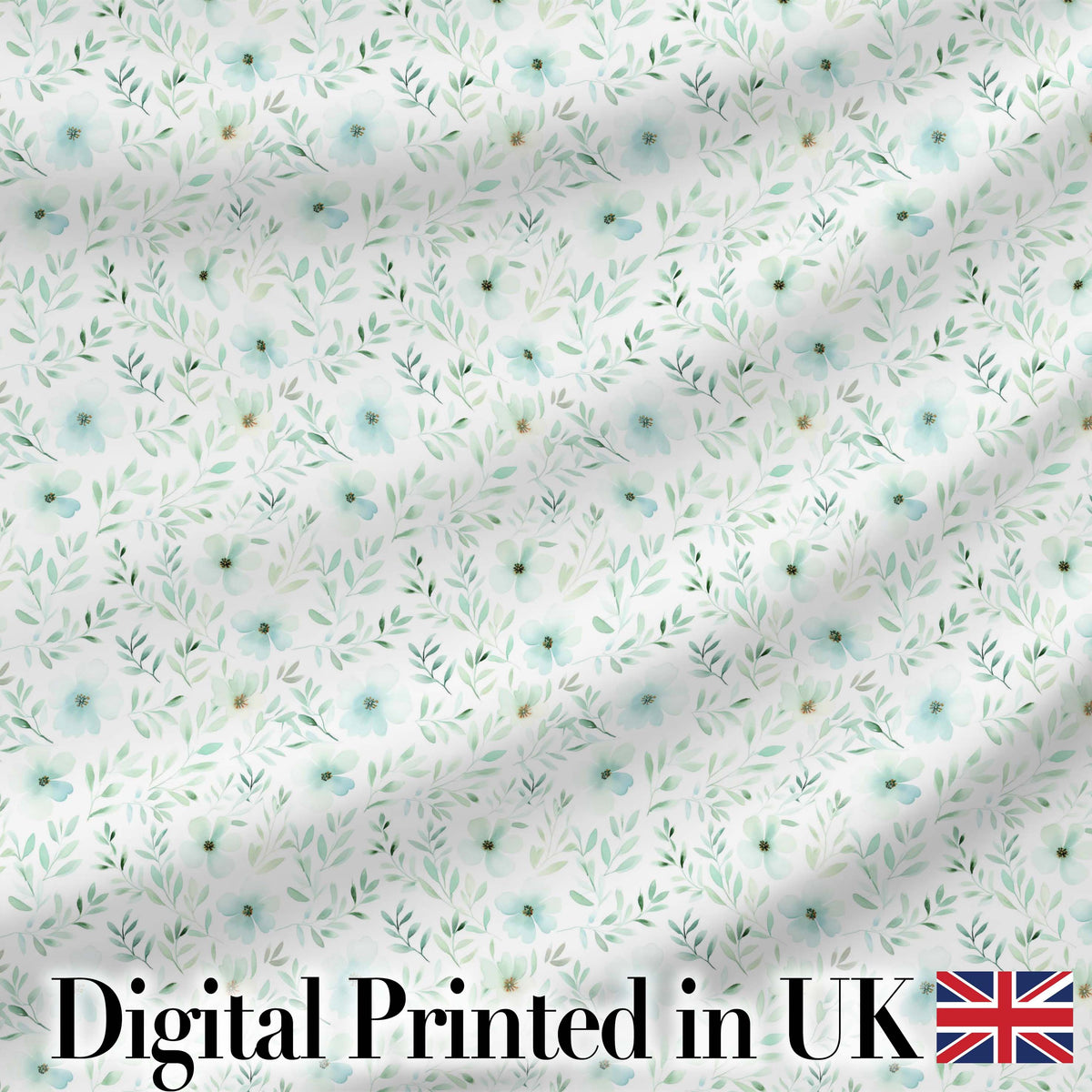 Soft Mint Floral Blossom Seamless Pattern Delicate Watercolor Botanical Design Digital Print Fabric by the Metre UK Sewing Quilting Textile