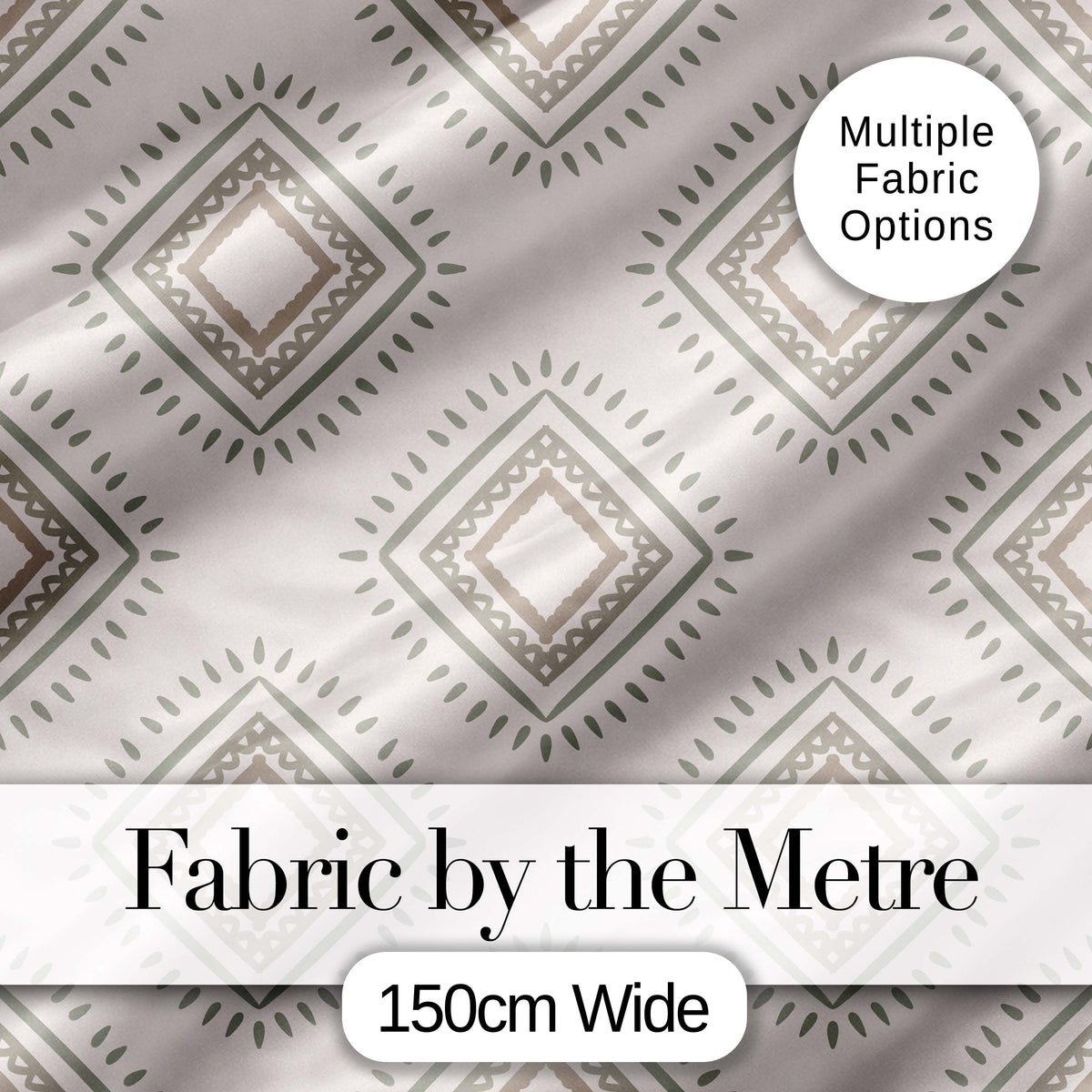 Soft Geometric Diamond Seamless Pattern Neutral Tribal Style Design Digital Print Fabric by the Metre UK Sewing Quilting Textile