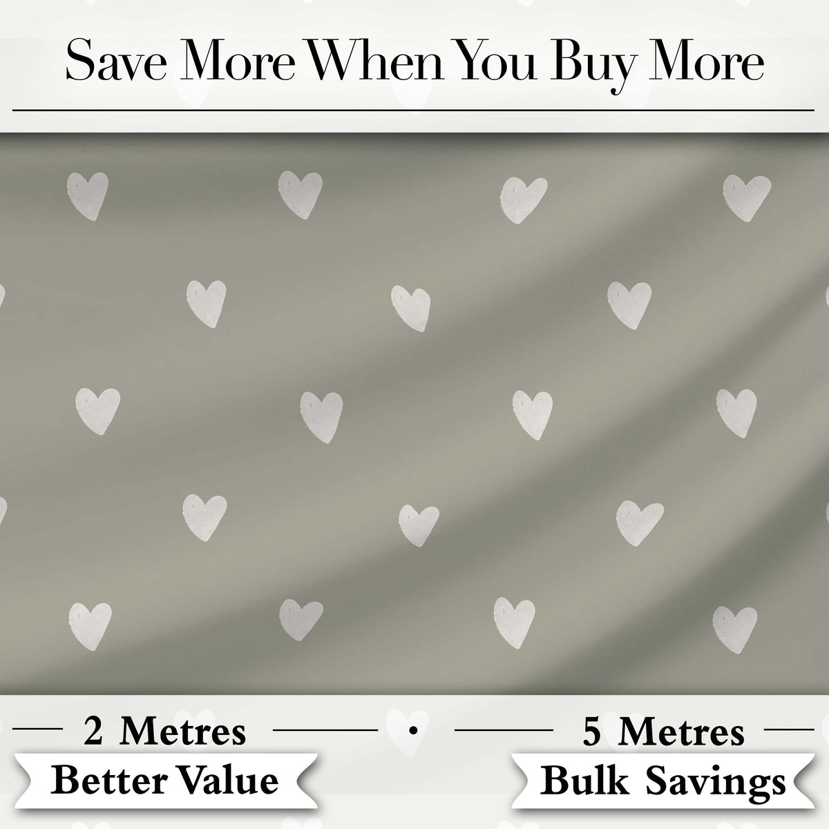 Cute Heart Mini Seamless Pattern Soft Neutral Romantic Design Digital Print Fabric by the Metre UK Sewing Quilting Textile