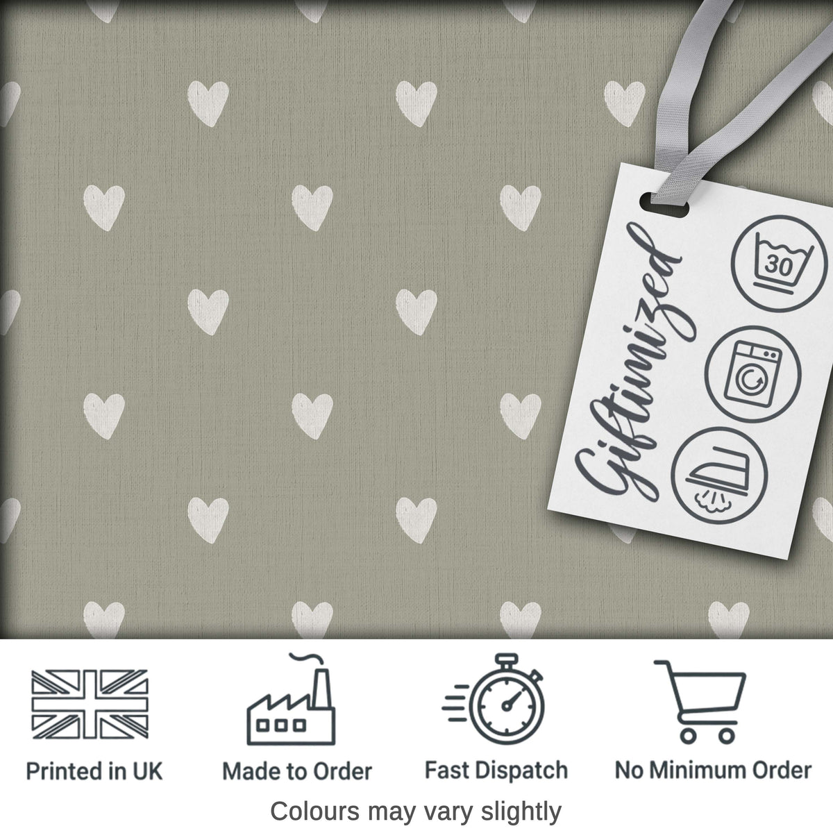 Cute Heart Mini Seamless Pattern Soft Neutral Romantic Design Digital Print Fabric by the Metre UK Sewing Quilting Textile
