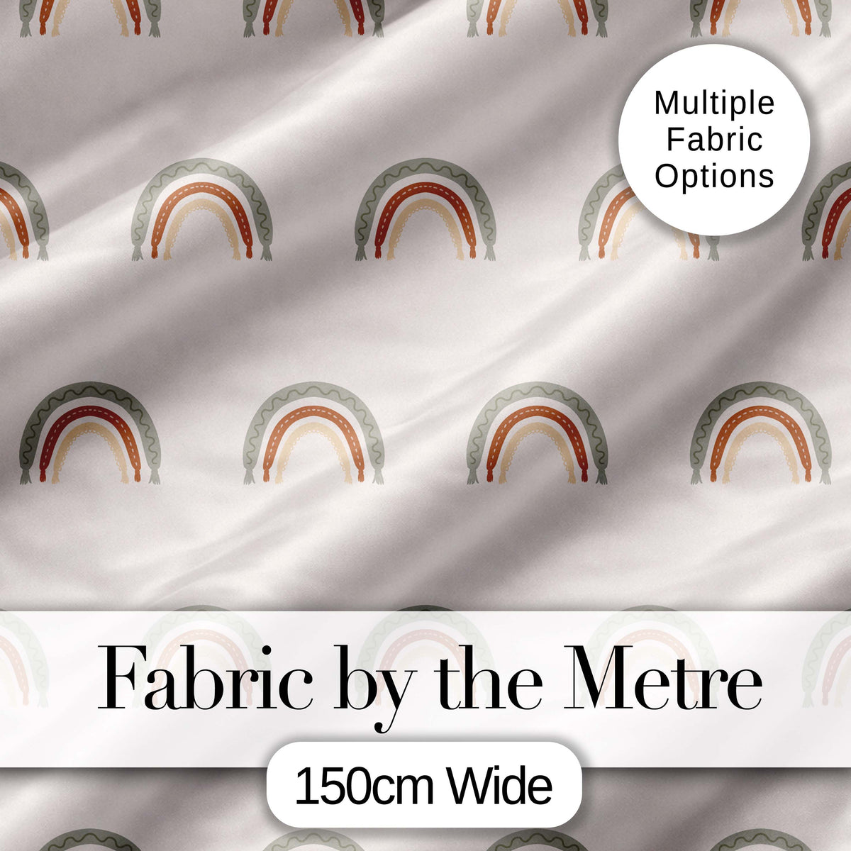 Boho Rainbow Arc Seamless Pattern Soft Neutral Nursery Design Digital Print Fabric by the Metre UK Sewing Quilting Textile