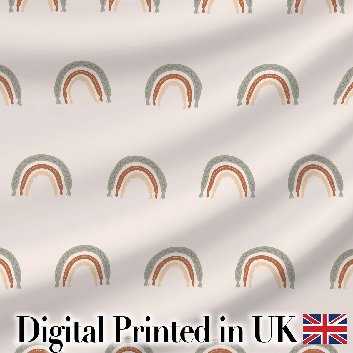 Boho Rainbow Arc Seamless Pattern Soft Neutral Nursery Design Digital Print Fabric by the Metre UK Sewing Quilting Textile