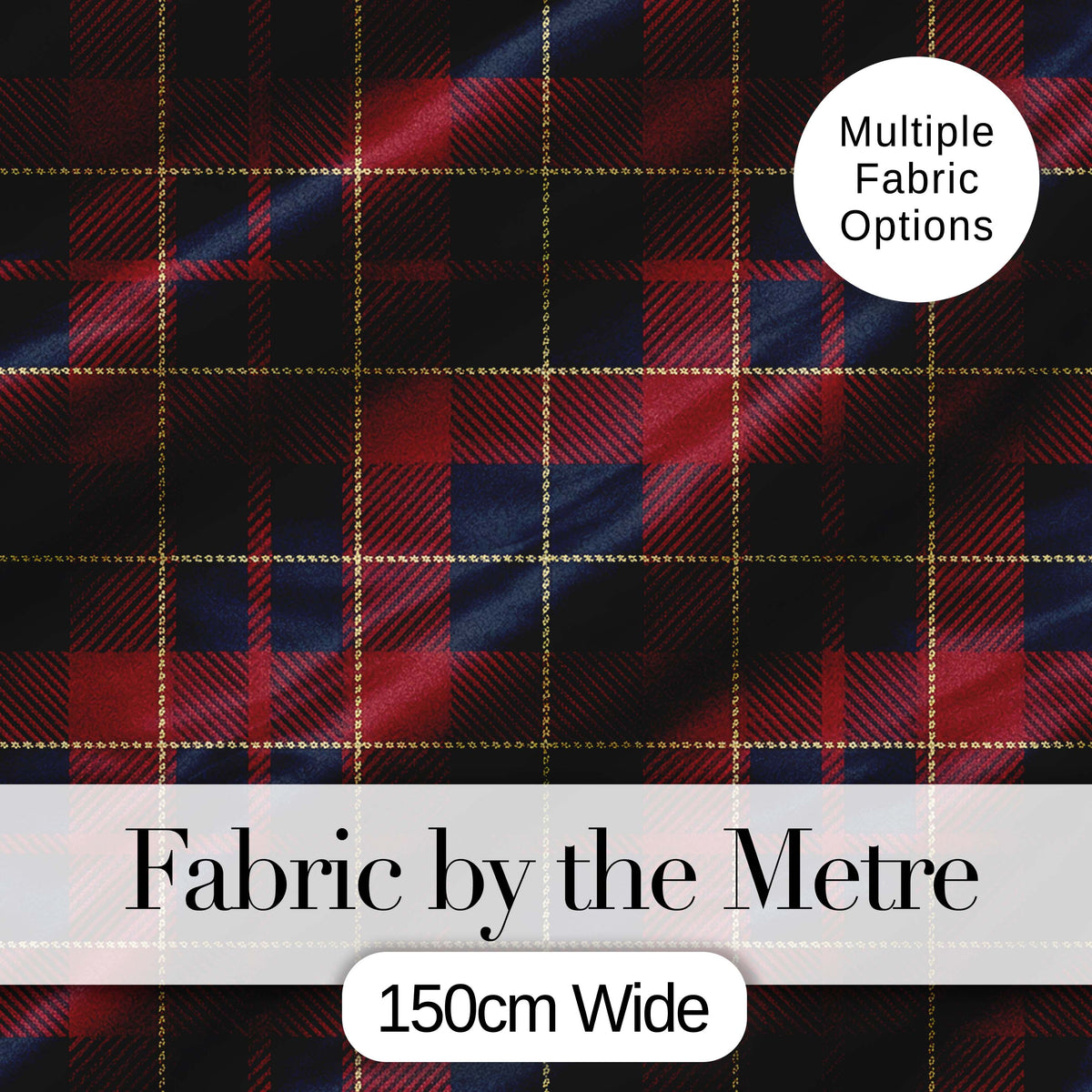 Red Navy Traditional Tartan Plaid Fabric Texture Seamless Pattern Digital Print Fabric by the Metre UK Sewing Quilting Textile