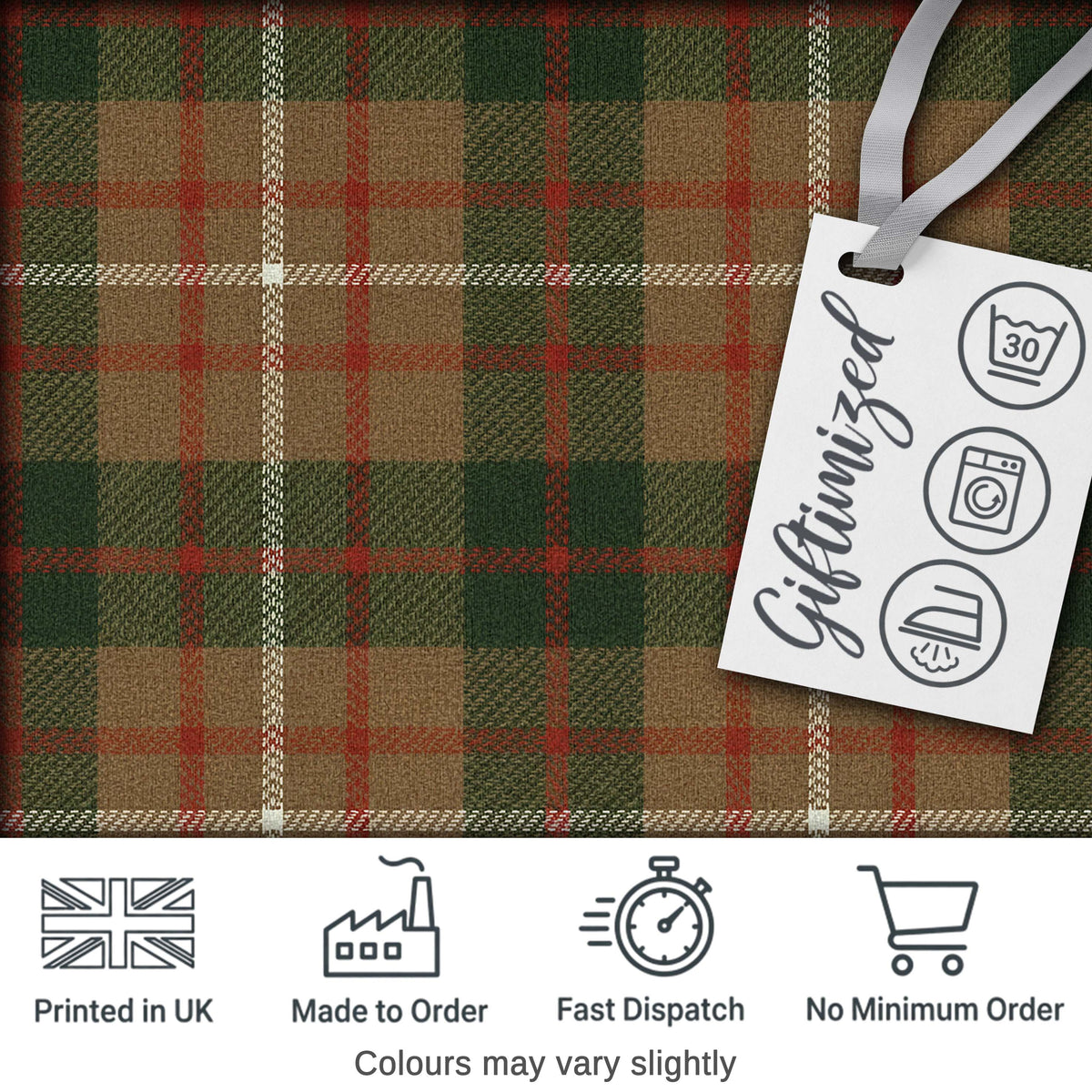 Earthy Brown Green Heritage Tartan Plaid Fabric Texture Seamless Pattern Digital Print Fabric by the Metre UK Sewing Quilting Textile