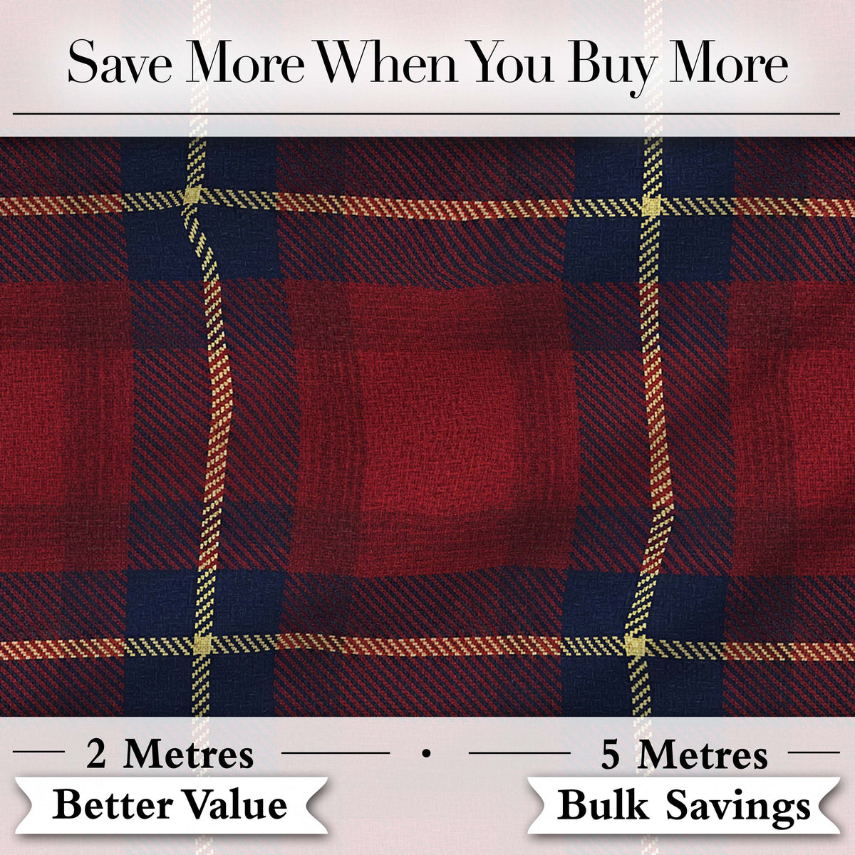 Rich Red Navy Wool Style Tartan Plaid Fabric Texture Seamless Pattern Digital Print Fabric by the Metre UK Sewing Quilting Textile