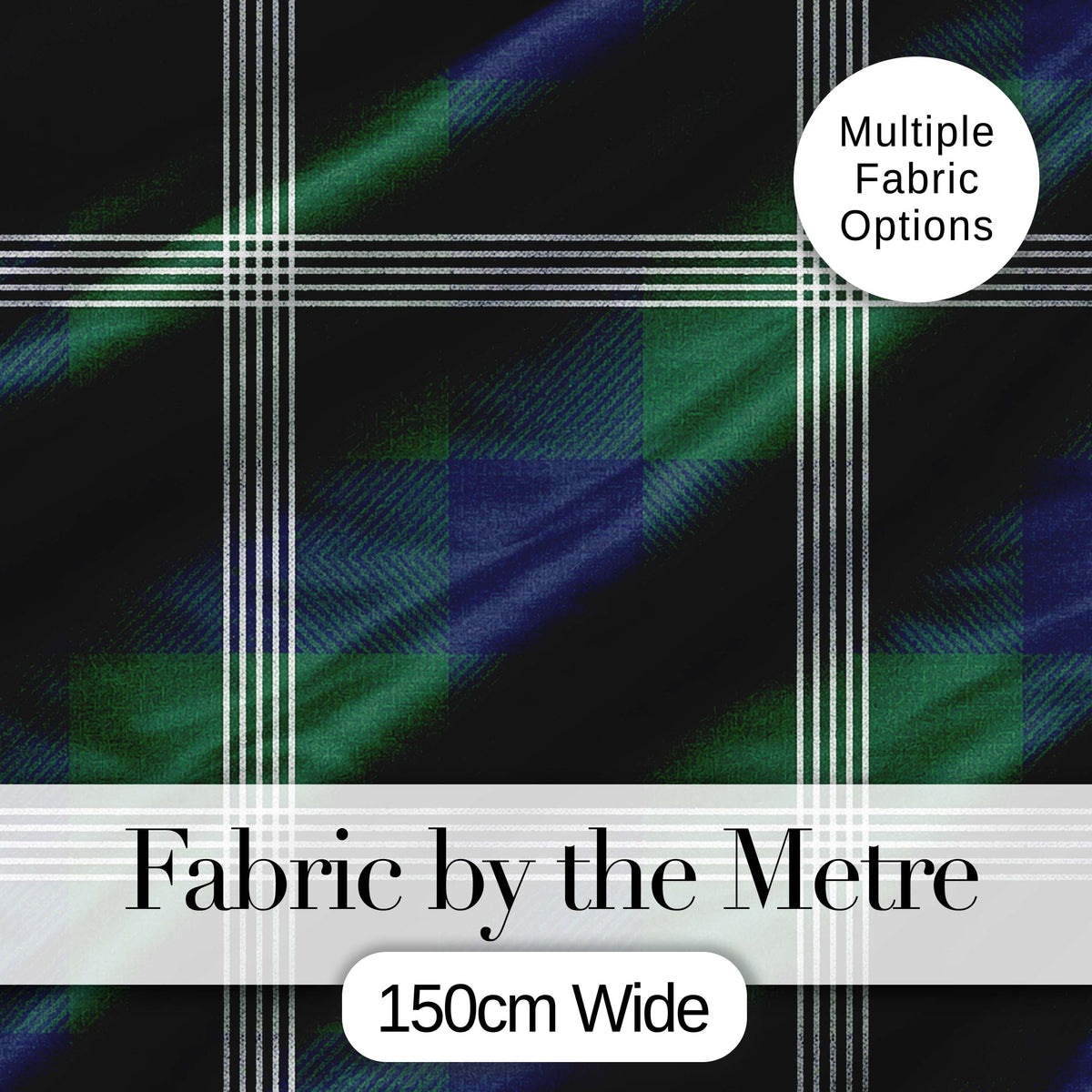 Green Blue Modern Tartan Plaid Fabric Texture Seamless Pattern Digital Print Fabric by the Metre UK Sewing Quilting Textile