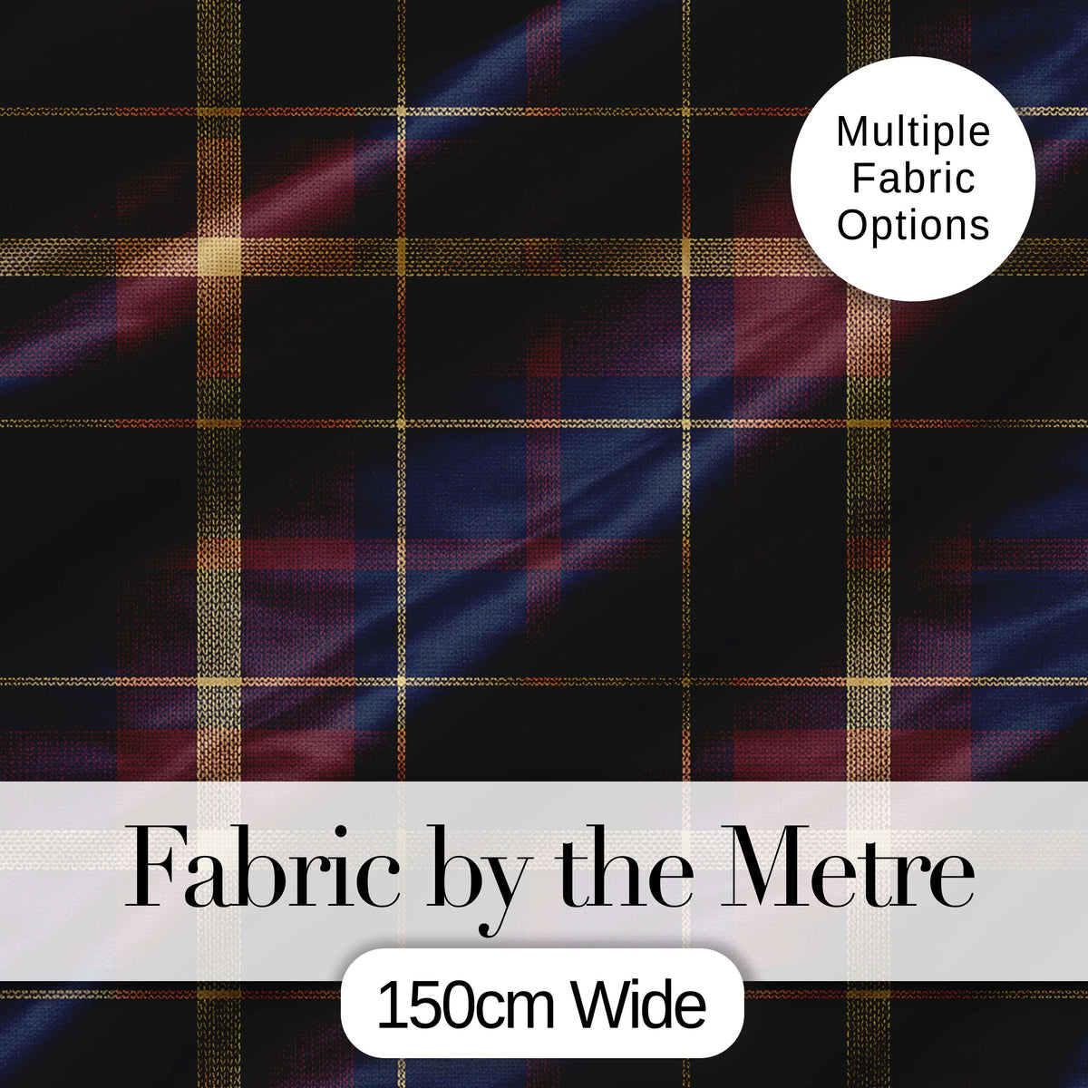 Rich Red Navy Gold Classic Tartan Plaid Fabric Texture Seamless Pattern Digital Print Fabric by the Metre UK Sewing Quilting Textile