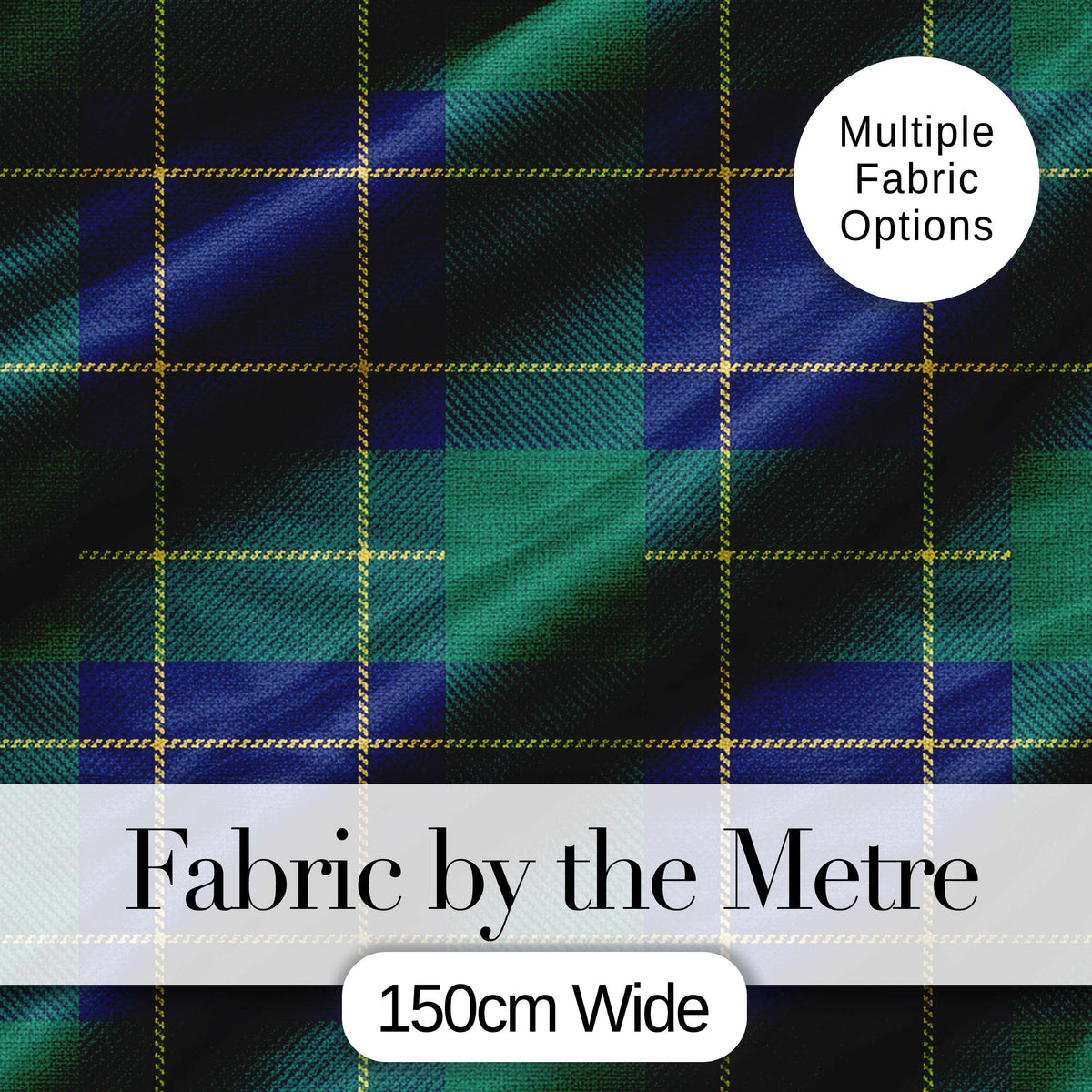 Blue Green Gold Traditional Tartan Plaid Fabric Texture Seamless Pattern Digital Print Fabric by the Metre UK Sewing Quilting Textile