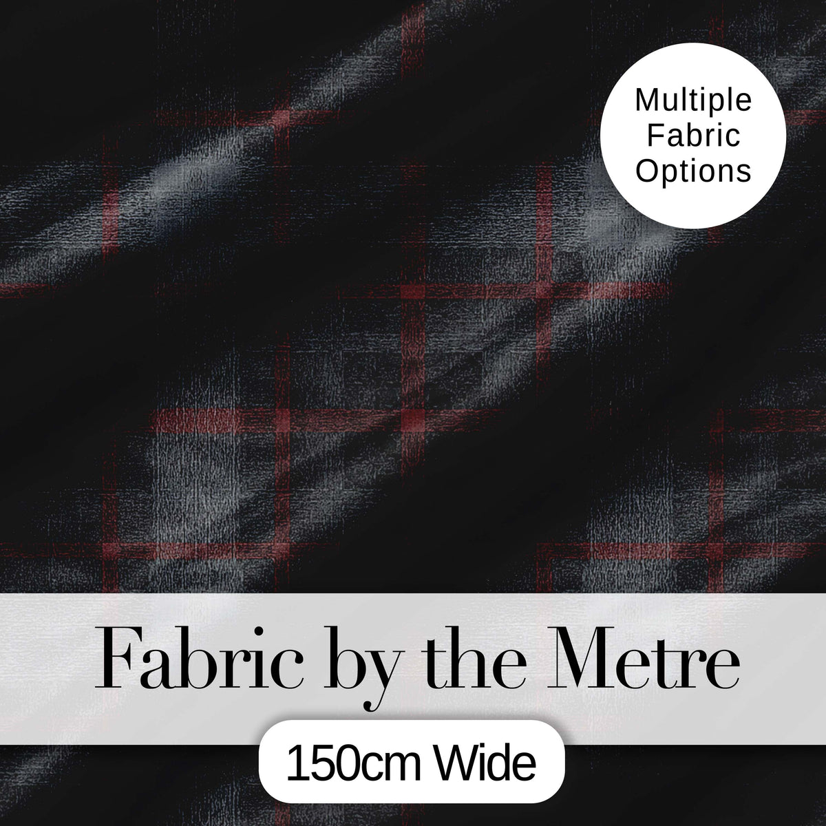 Charcoal Grey Red Rustic Tartan Plaid Fabric Texture Seamless Pattern Digital Print Fabric by the Metre UK Sewing Quilting Textile