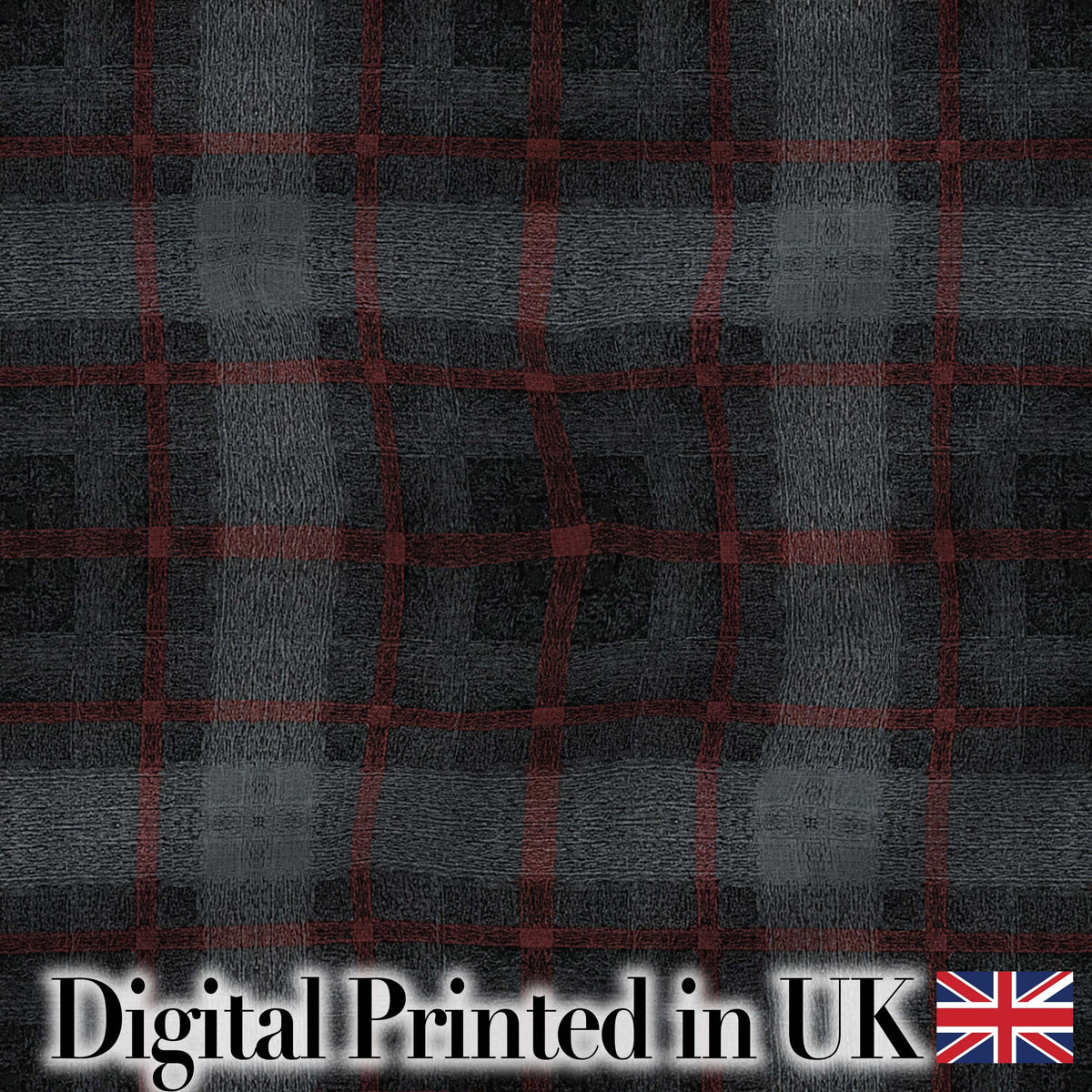 Charcoal Grey Red Rustic Tartan Plaid Fabric Texture Seamless Pattern Digital Print Fabric by the Metre UK Sewing Quilting Textile