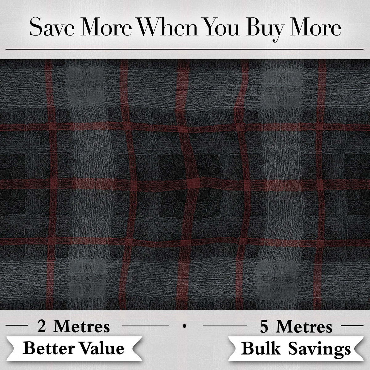 Charcoal Grey Red Rustic Tartan Plaid Fabric Texture Seamless Pattern Digital Print Fabric by the Metre UK Sewing Quilting Textile