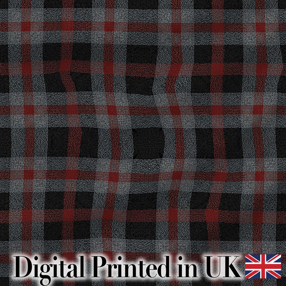 Red Grey Black Rustic Tartan Plaid Seamless Pattern Digital Print Fabric by the Metre UK Sewing Quilting Textile