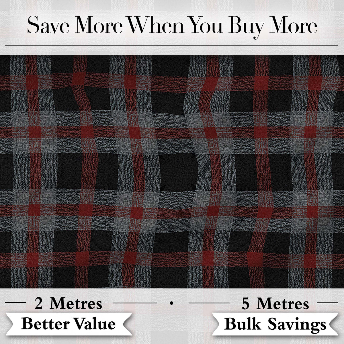 Red Grey Black Rustic Tartan Plaid Seamless Pattern Digital Print Fabric by the Metre UK Sewing Quilting Textile