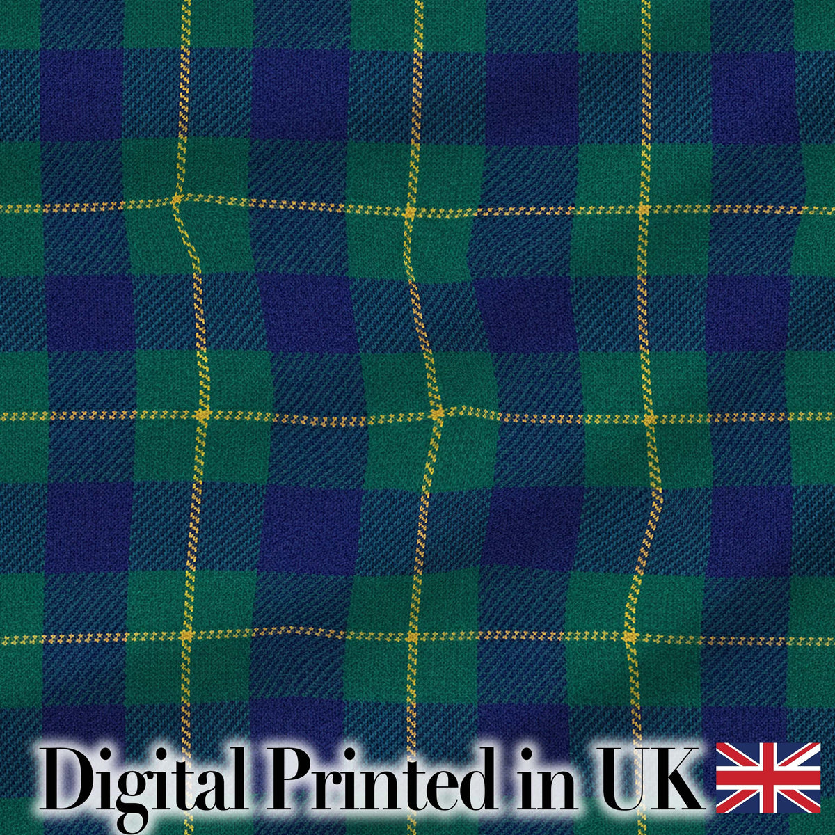 Blue Green Gold Traditional Tartan Plaid Seamless Pattern Digital Print Fabric by the Metre UK Sewing Quilting Textile
